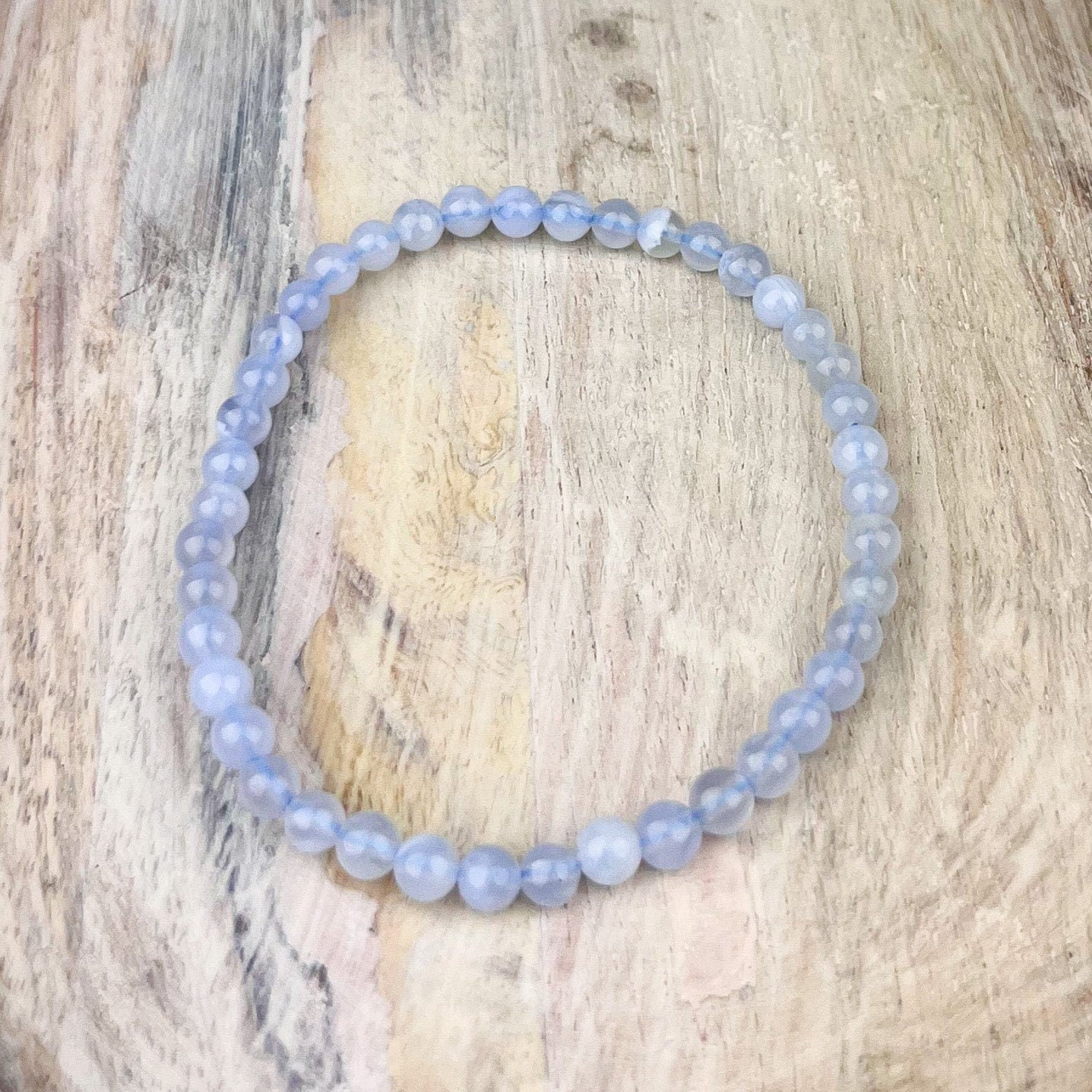 Blue Chalcedony Gemstone Bracelet 4mmrestores balance peaceful and serene vibrations - Crystals for everyone • Crystals And Cord
