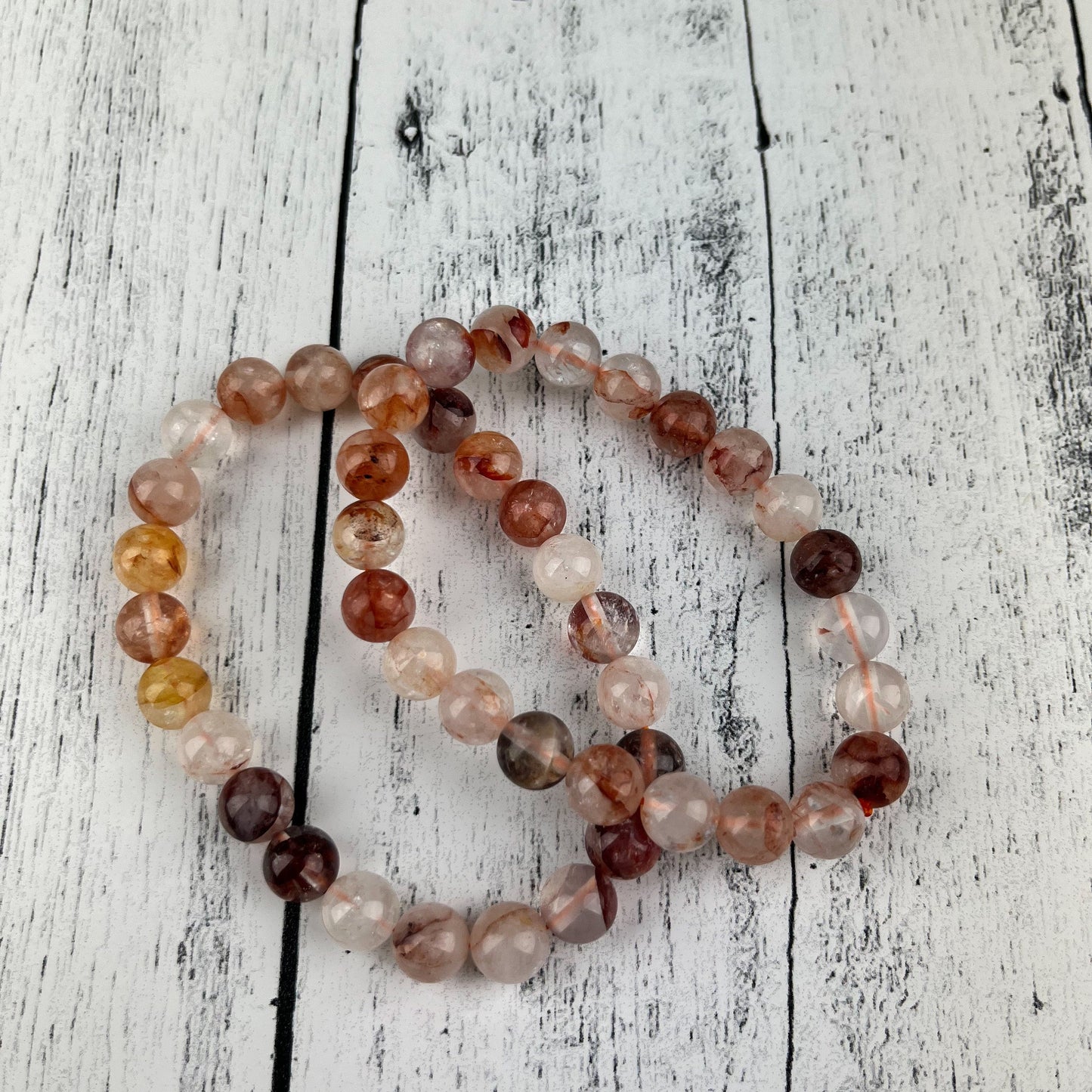 Hematoid Quartz Bracelet 8mm • Fire Quartz Crystal Stretch Bracelet • Root Chakra Healing Stone • Grounding & Focus • Energy Gift for Her - Crystals for everyone • Crystals And Cord