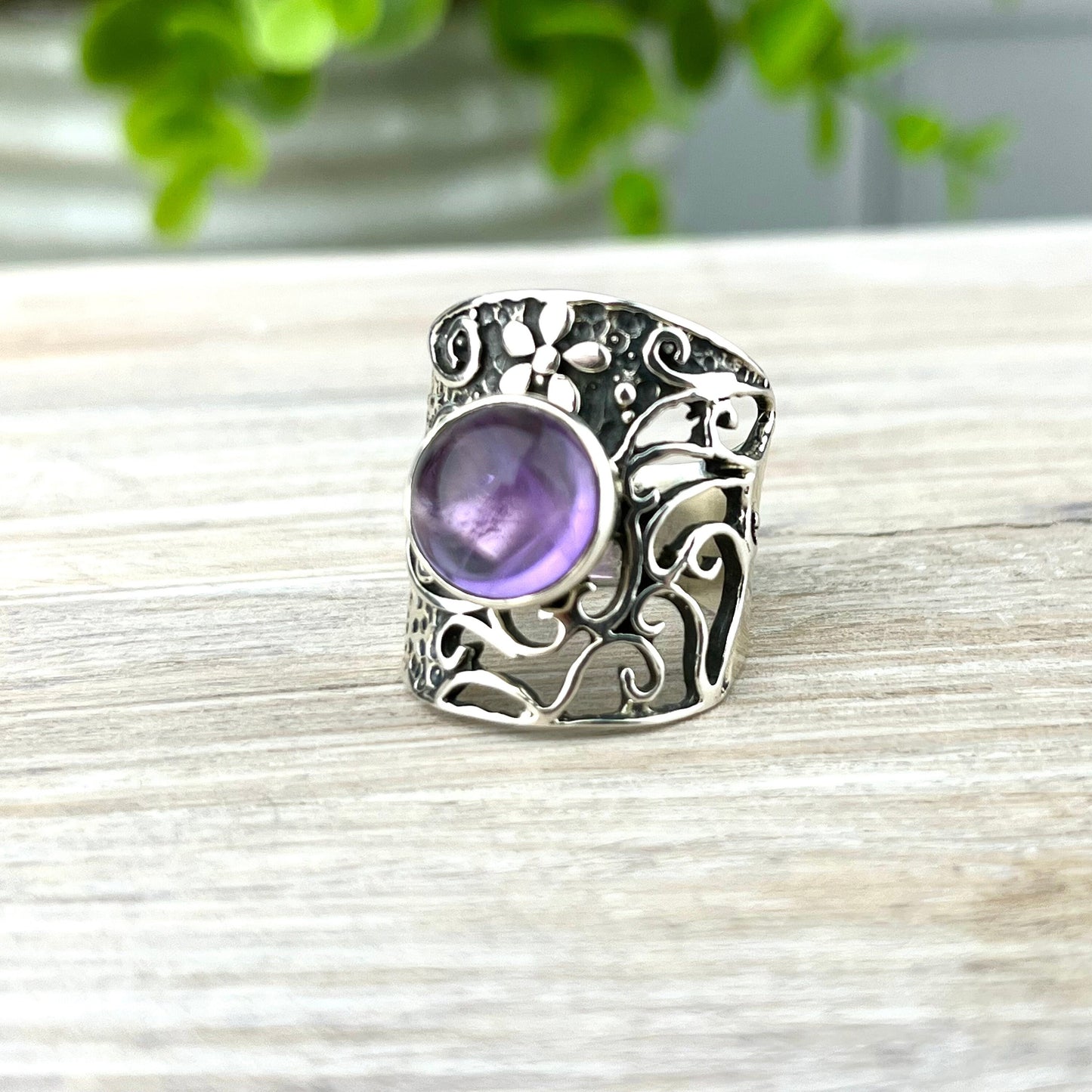 Amethyst Ring Sterling Silver Size 7 • Natural Purple Gemstone Ring • February Birthstone • Crystal Healing Jewelry • Gift for Her - Crystals for everyone • Crystals And Cord