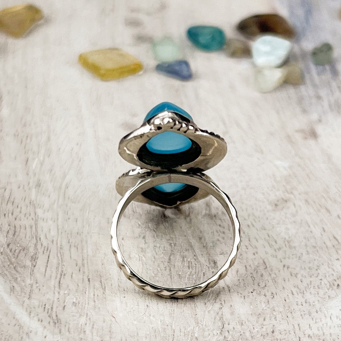 Serene Aqua Chalcedony Sterling Silver Ring - Size 7 | Grounding Balance Stone for Stability and Peaceful Vibrations - Crystals for everyone • Crystals And Cord