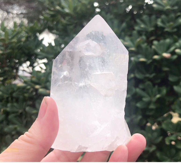 Large Chunky Clear Quartz Point cut base free standing Master Healer Top Polished - Crystals for everyone • Crystals And Cord