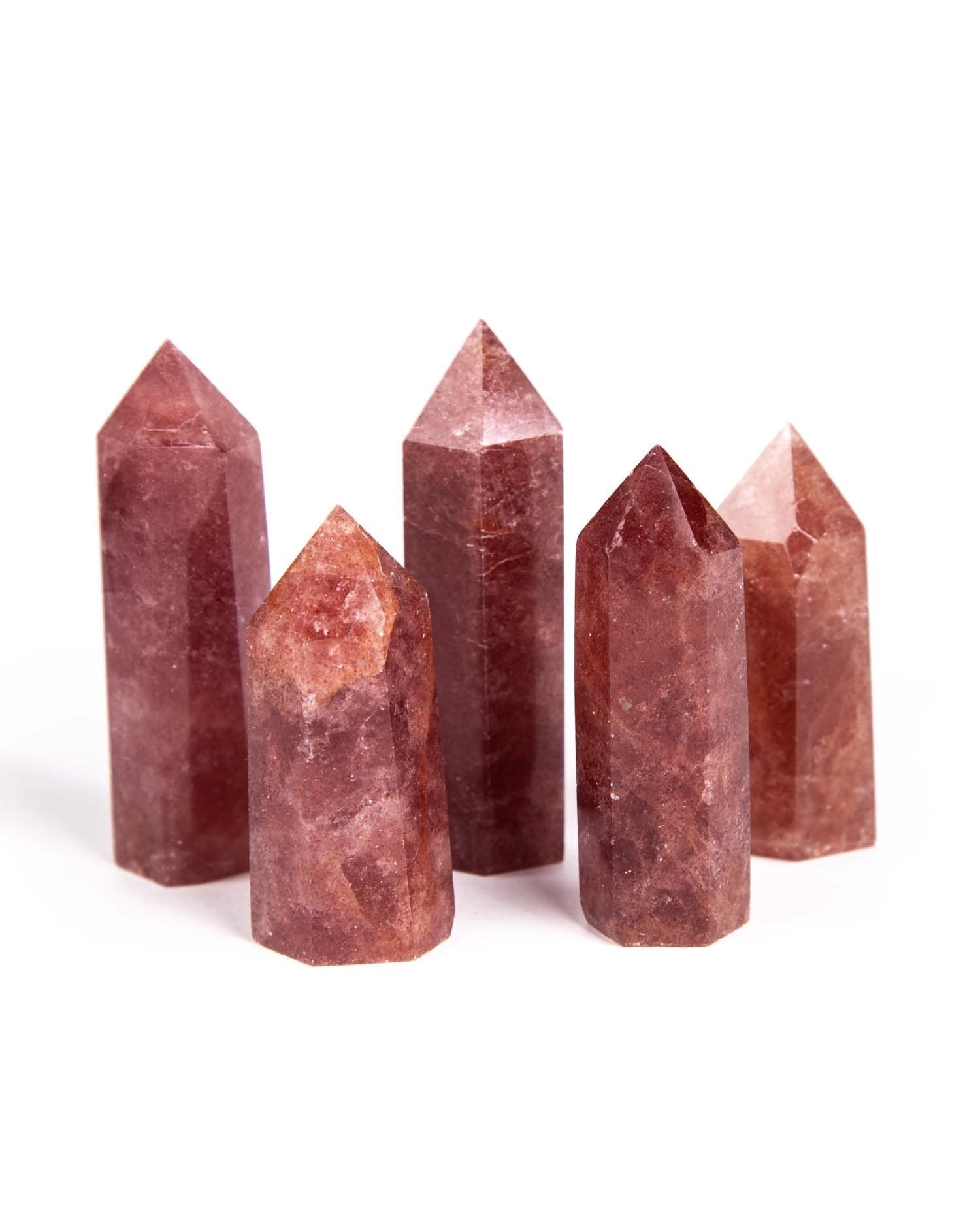 Red Aventurine / Strawberry Quartz Tower – Polished Red Crystal for Vitality, Motivation & Heart Healing – Standing Point for Energy Work - Crystals for everyone • Crystals And Cord