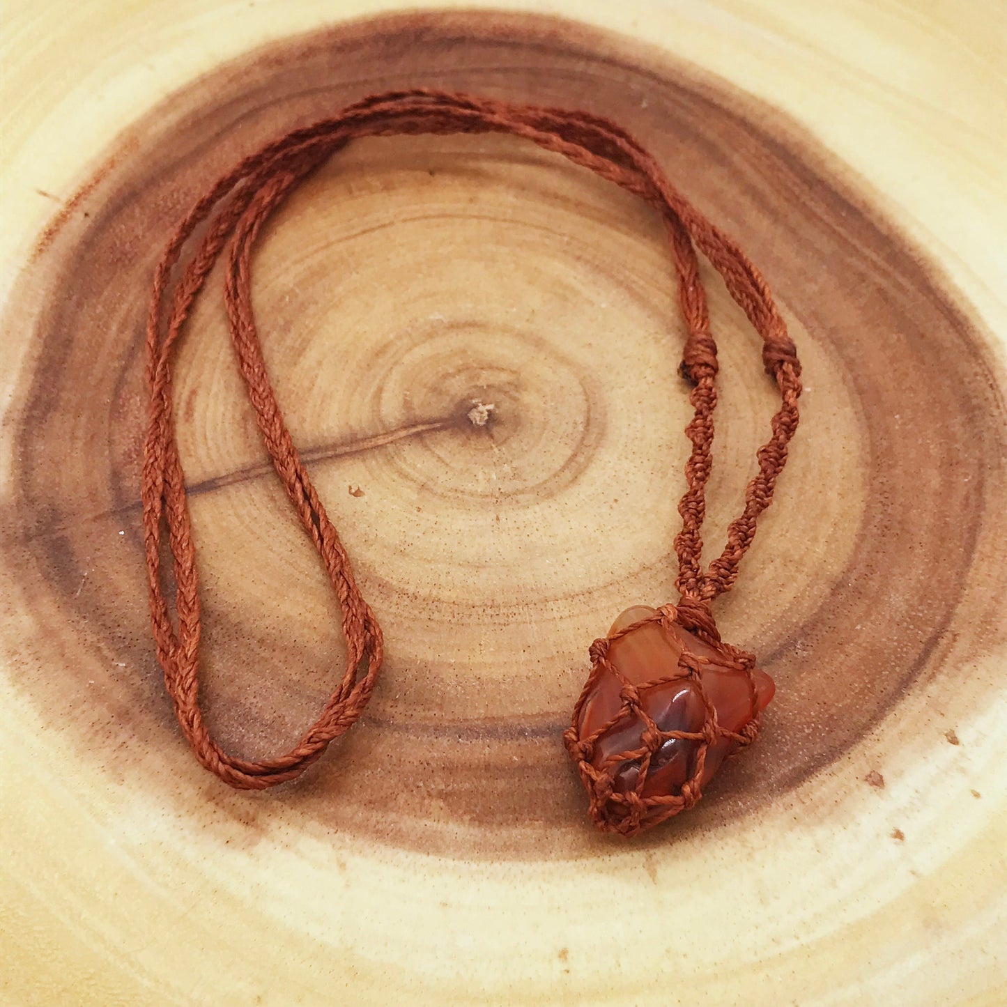 Hand Knotted Carnelian Pendant Necklace – Single Stone Crystal for Vitality, Confidence & Creativity with Adjustable Length - Crystals for everyone • Crystals And Cord