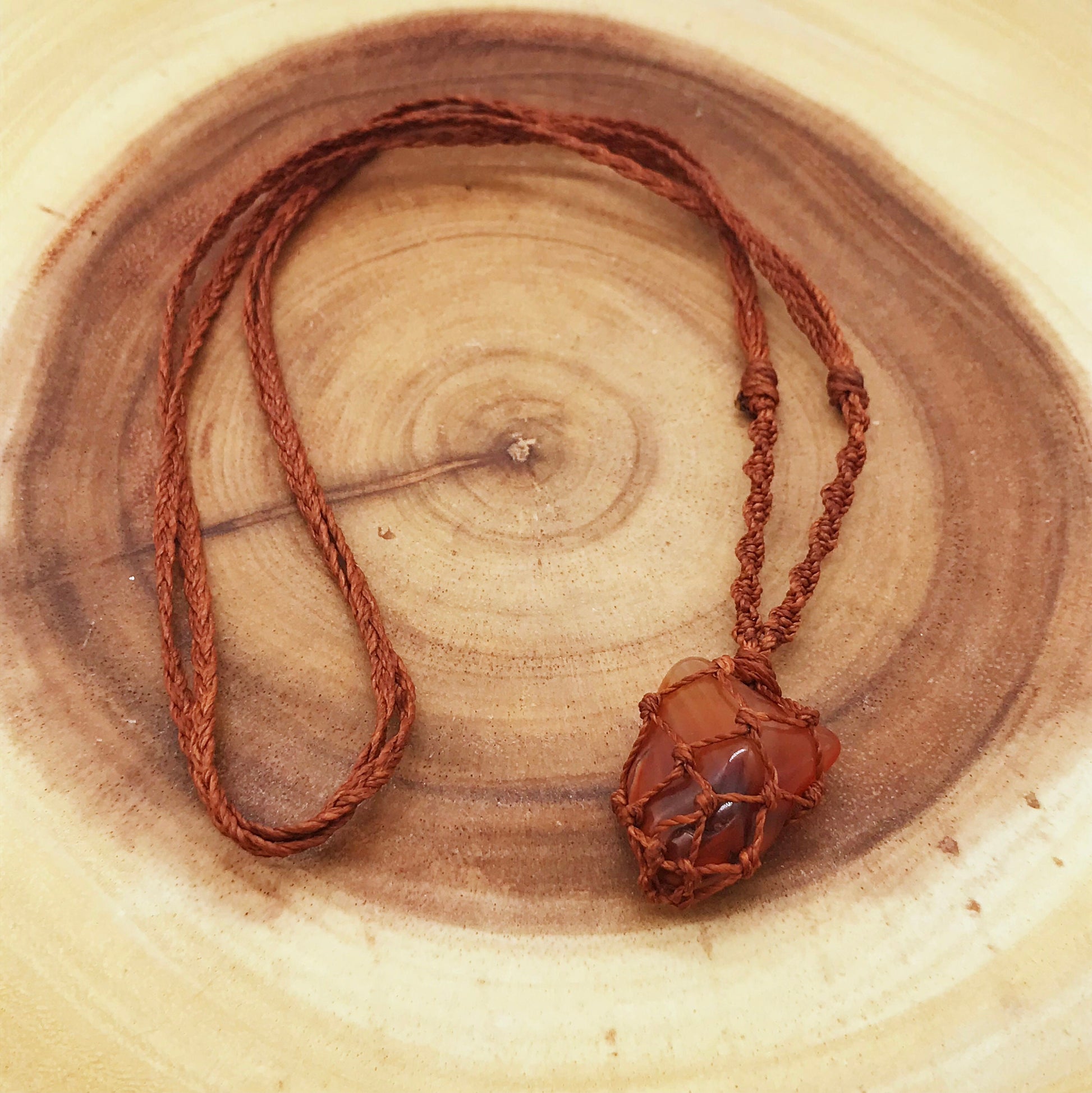 Hand Knotted Carnelian Pendant Necklace – Single Stone Crystal for Vitality, Confidence & Creativity with Adjustable Length - Crystals for everyone • Crystals And Cord