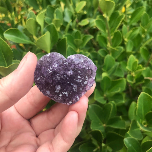 Amethyst Heart Druzy – Holiday Gift for Her, Spiritual Protection Crystal, Fall Home Decor, Stress Relief Stone, Unique Gemstone Cluster - Crystals for everyone • Crystals And Cord