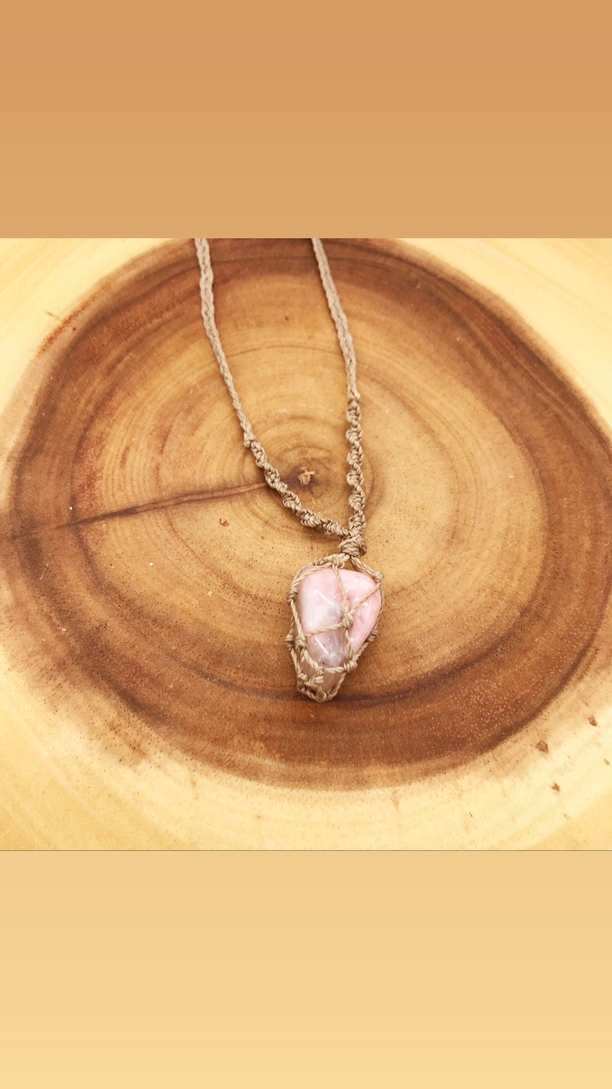 Adjustable Pink Opal Crystal Necklace | Handmade Braided Jewelry for Kindness and Compassion - Crystals for everyone • Crystals And Cord