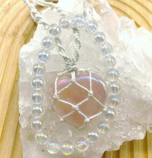 Elevate Your Style and Spirit with Angel Aura Rose Quartz Jewelry Set for Inner Peace and Love - Crystals for everyone • Crystals And Cord