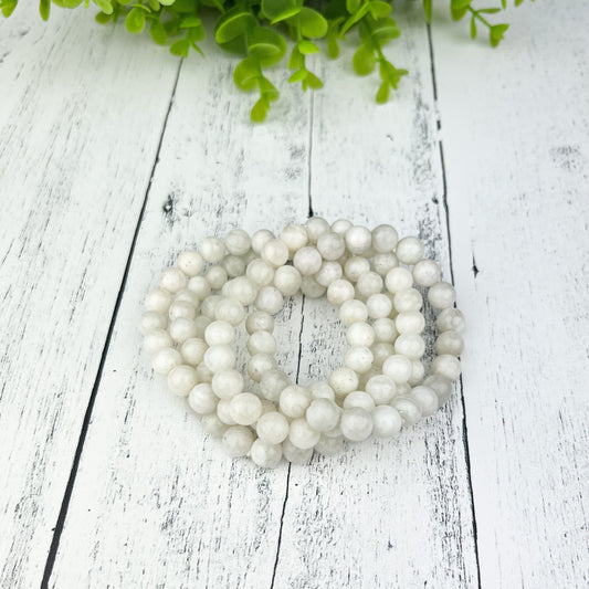 8mm White Moonstone Gemstone Beaded Bracelet, Elegant Natural Gemstone Beads, Calming Energy Accessory, Healing Crystals and Stones Jewelry - Crystals for everyone • Crystals And Cord