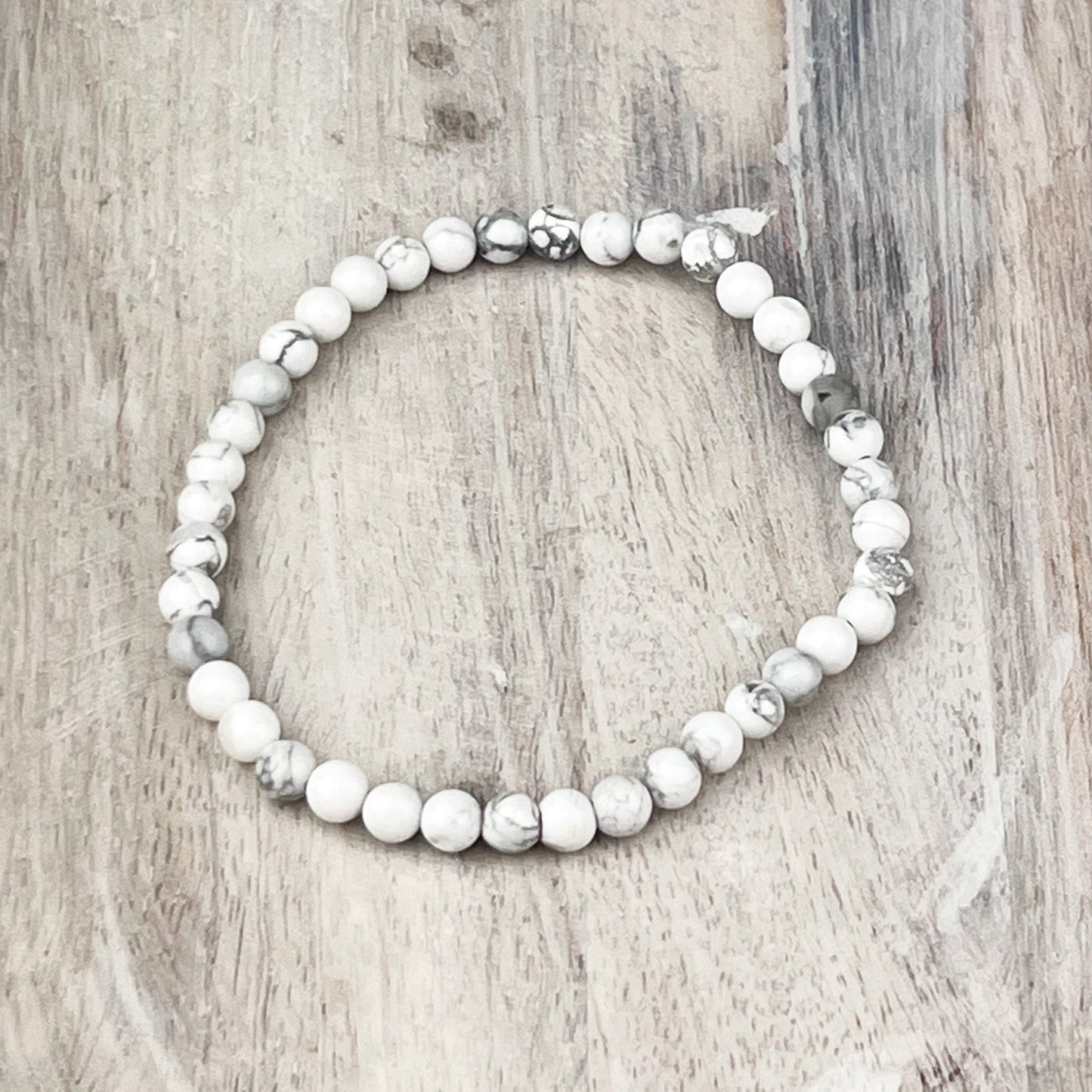 Howlite Crystal Bracelet 4mm Beads for Calm Clarity and Emotional Balance Minimalist Stretch Gemstone Jewelry for Peaceful Souls - Crystals for everyone • Crystals And Cord