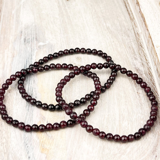 Garnet Gemstone Bracelet 4mm Beautiful LOVE stone also known to attract success - Crystals for everyone • Crystals And Cord
