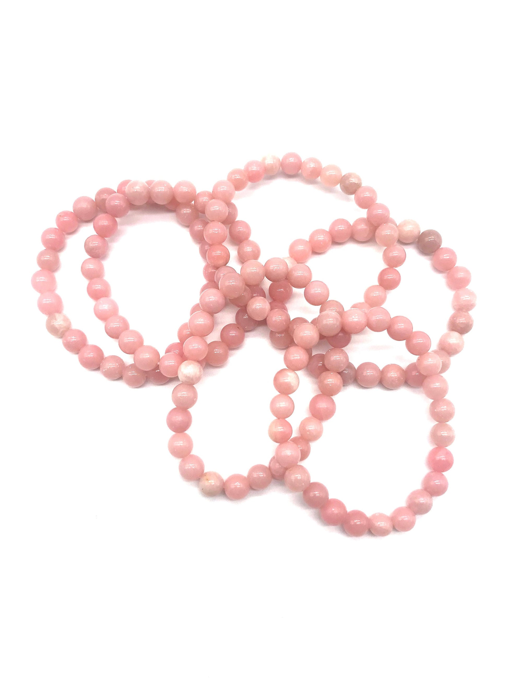 Pink Opal Bracelet – 8mm Beads on Strong Elastic | Soothing Stone for Emotional Healing & Heart Chakra - Crystals for everyone • Crystals And Cord