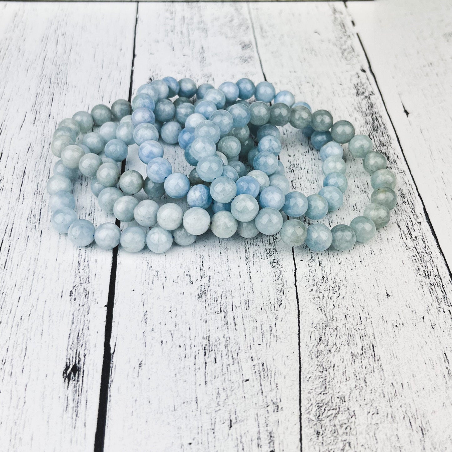 Calming Aquamarine Gemstone Bracelet with 6mm Beads for Stress Relief and Mental Clarity - Crystals for everyone • Crystals And Cord