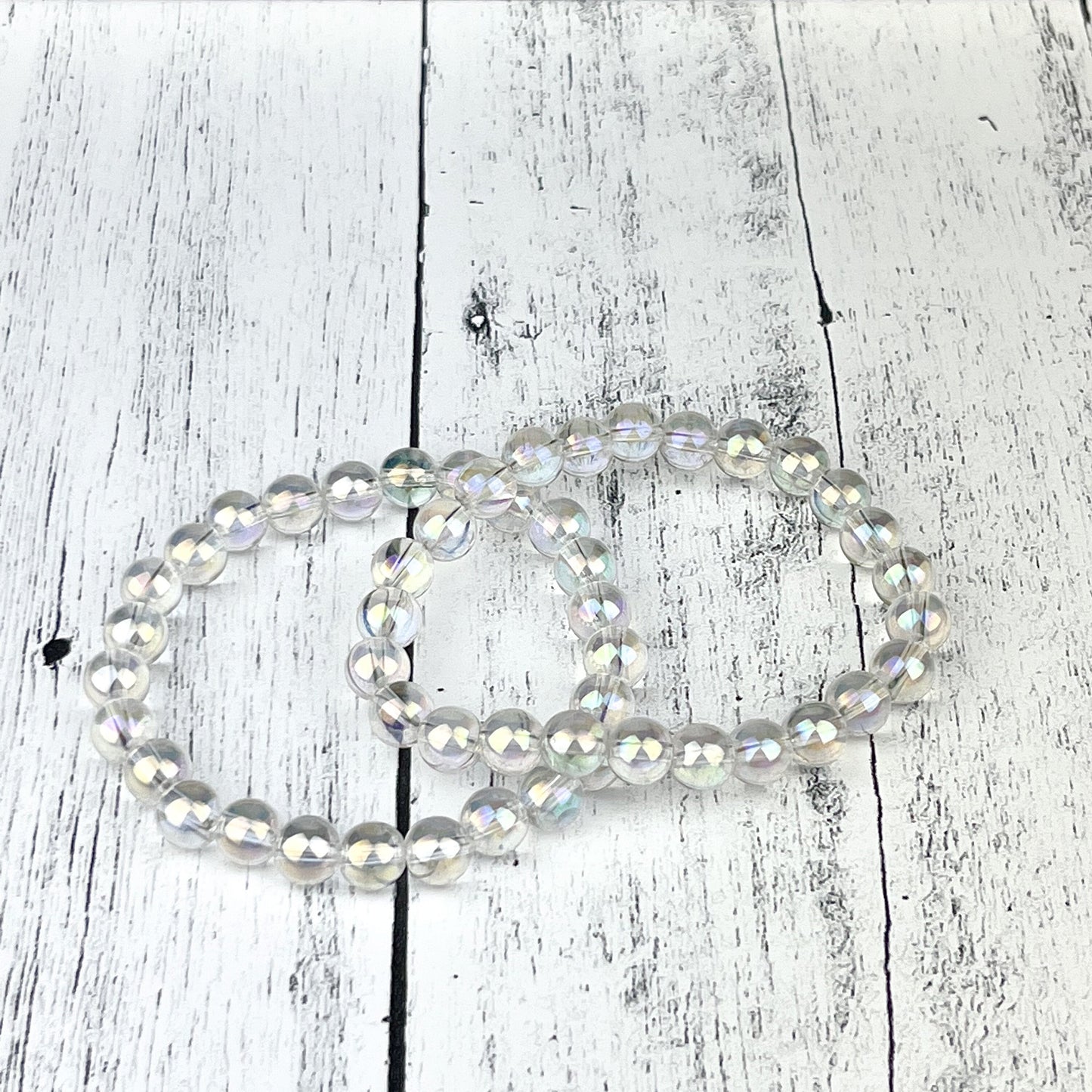 Angel Aura Quartz Gemstone Bracelet, Rainbow Aura Quartz 8mm beads, Stretch Quartz Crystal Bracelet, Spiritual jewelry Gift - Crystals for everyone • Crystals And Cord