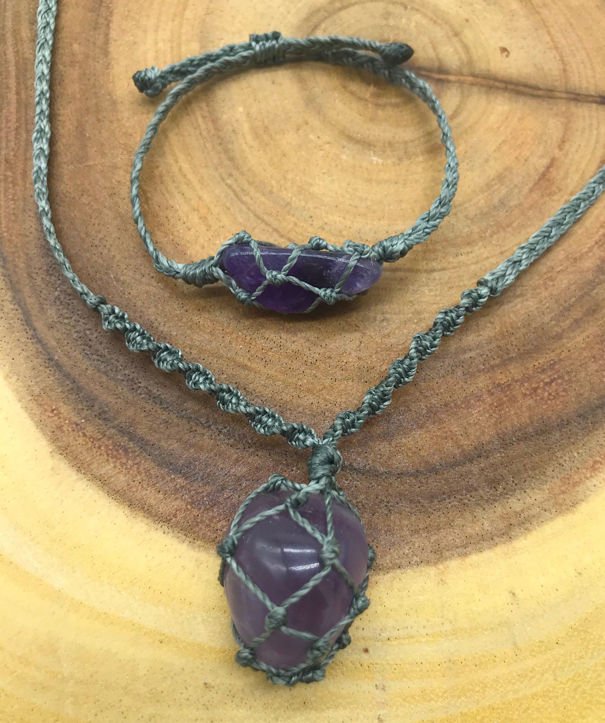 Hand-Knotted Amethyst Necklace and Bracelet Set Natural Gemstones for Calm, Intuition & Spiritual Balance - Crystals for everyone • Crystals And Cord