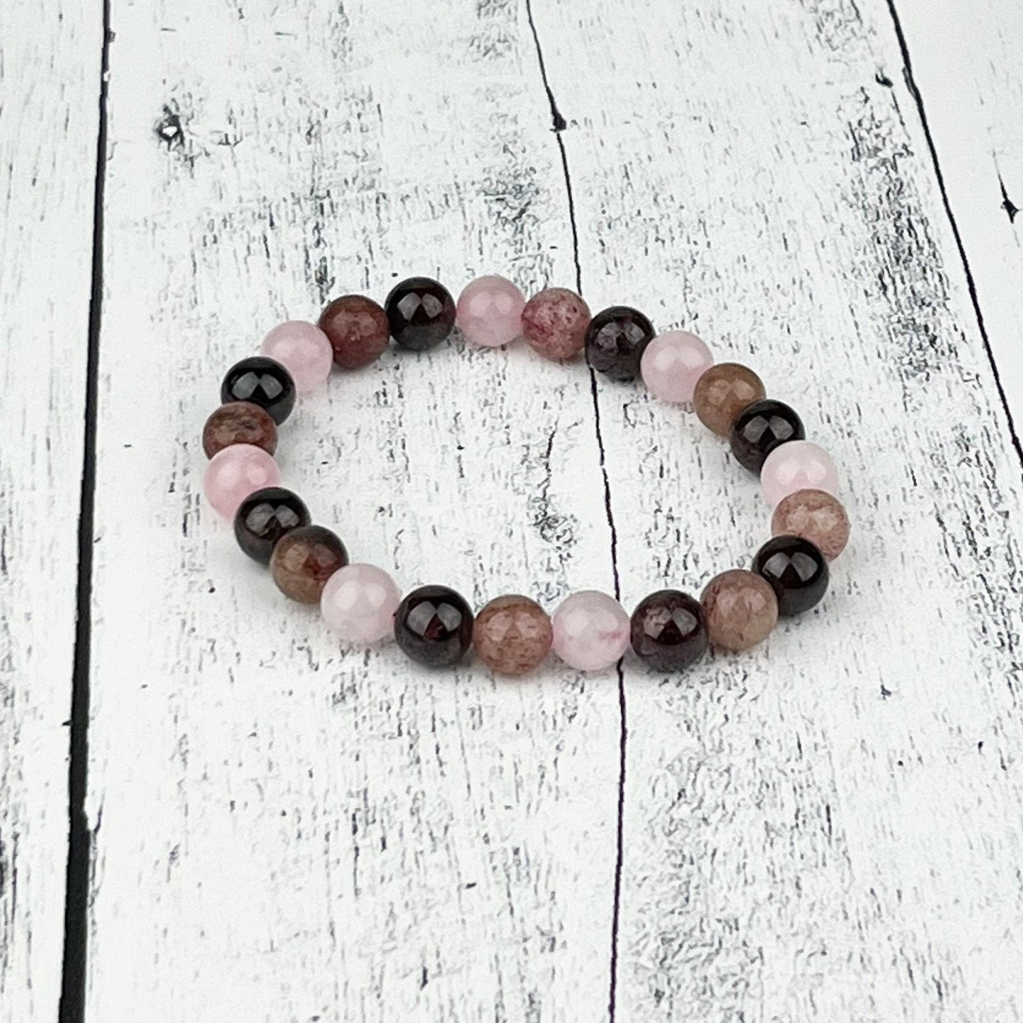 Chakra Healing Gemstone Bracelet with Rose Quartz, Red Aventurine, and Garnet | Love, Serenity, Self-Confidence - Crystals for everyone • Crystals And Cord