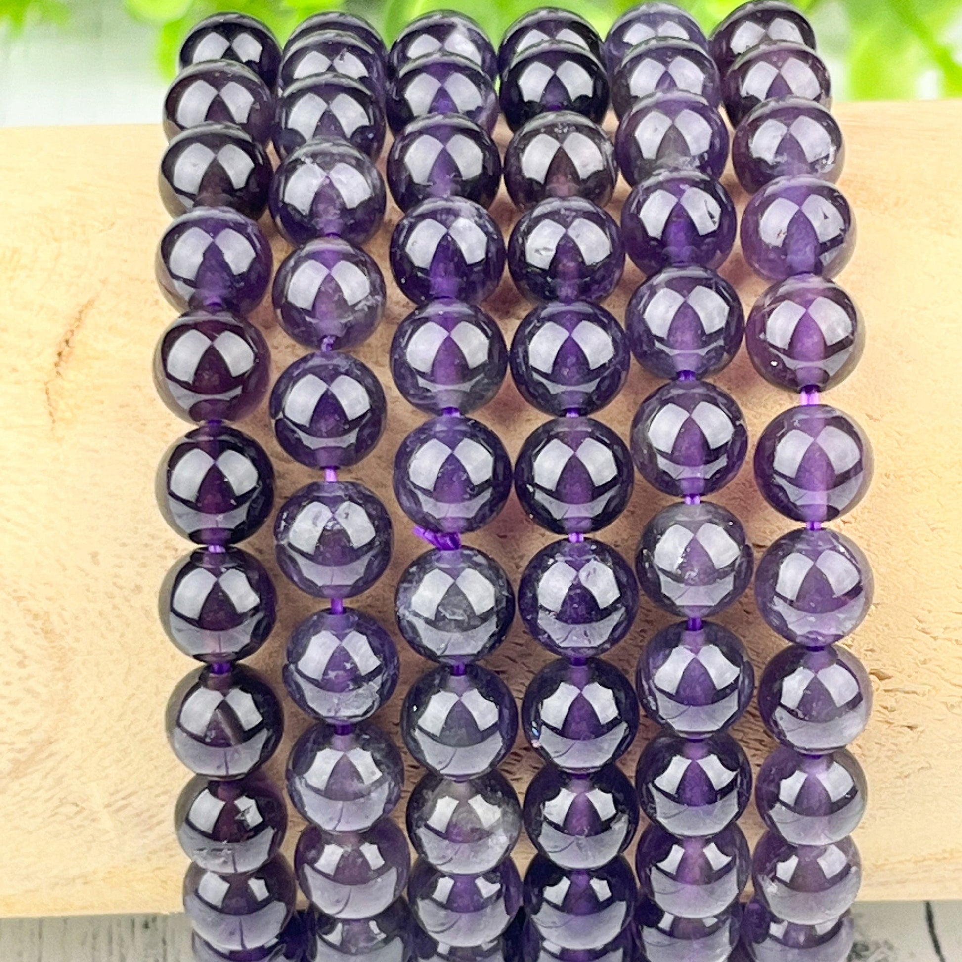 Amethyst Gemstone Beaded Bracelet, Elegant Natural 8mm Gemstone Beads, Calming Energy Accessory, Healing Crystals and Stone - Crystals for everyone • Crystals And Cord