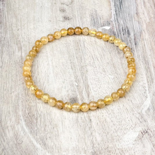 Citrine Gemstone Bracelet 4mm promotes wealth prosperity and success Raises self esteem and confidence - Crystals for everyone • Crystals And Cord