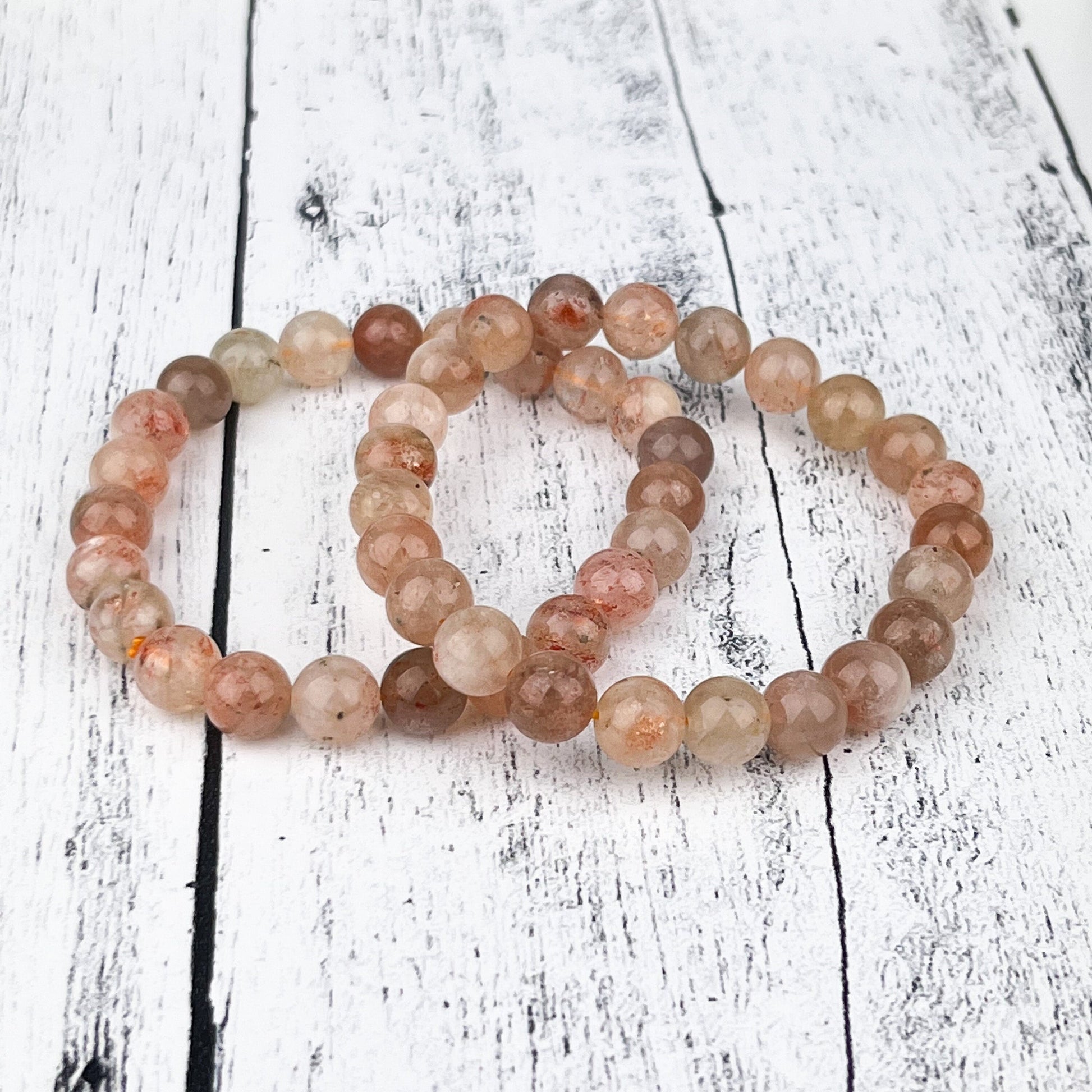 Radiate Positive Energy with this Sunstone Gemstone Bracelet - 8mm Beads, Bright & Bountiful, Spirit of Good Luck, Vitality - Crystals for everyone • Crystals And Cord