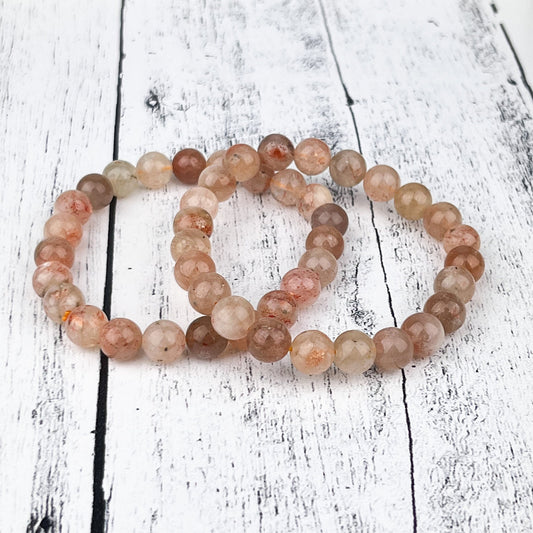 Radiate Positive Energy with this Sunstone Gemstone Bracelet - 8mm Beads, Bright & Bountiful, Spirit of Good Luck, Vitality - Crystals for everyone • Crystals And Cord
