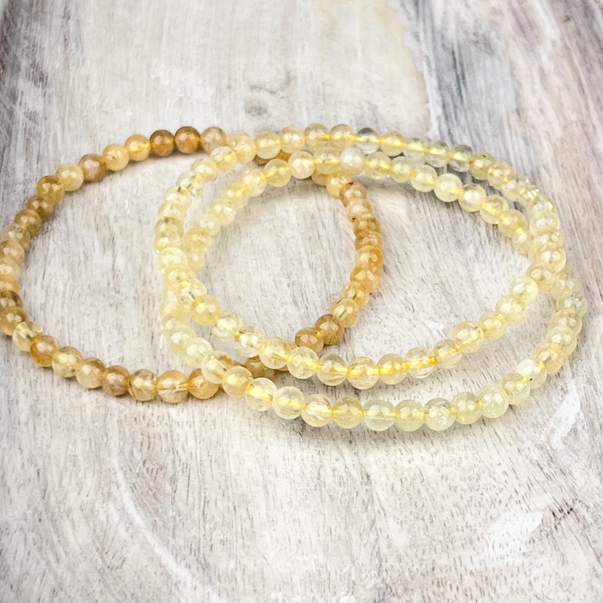 Citrine Gemstone Bracelet 4mm promotes wealth prosperity and success Raises self esteem and confidence - Crystals for everyone • Crystals And Cord