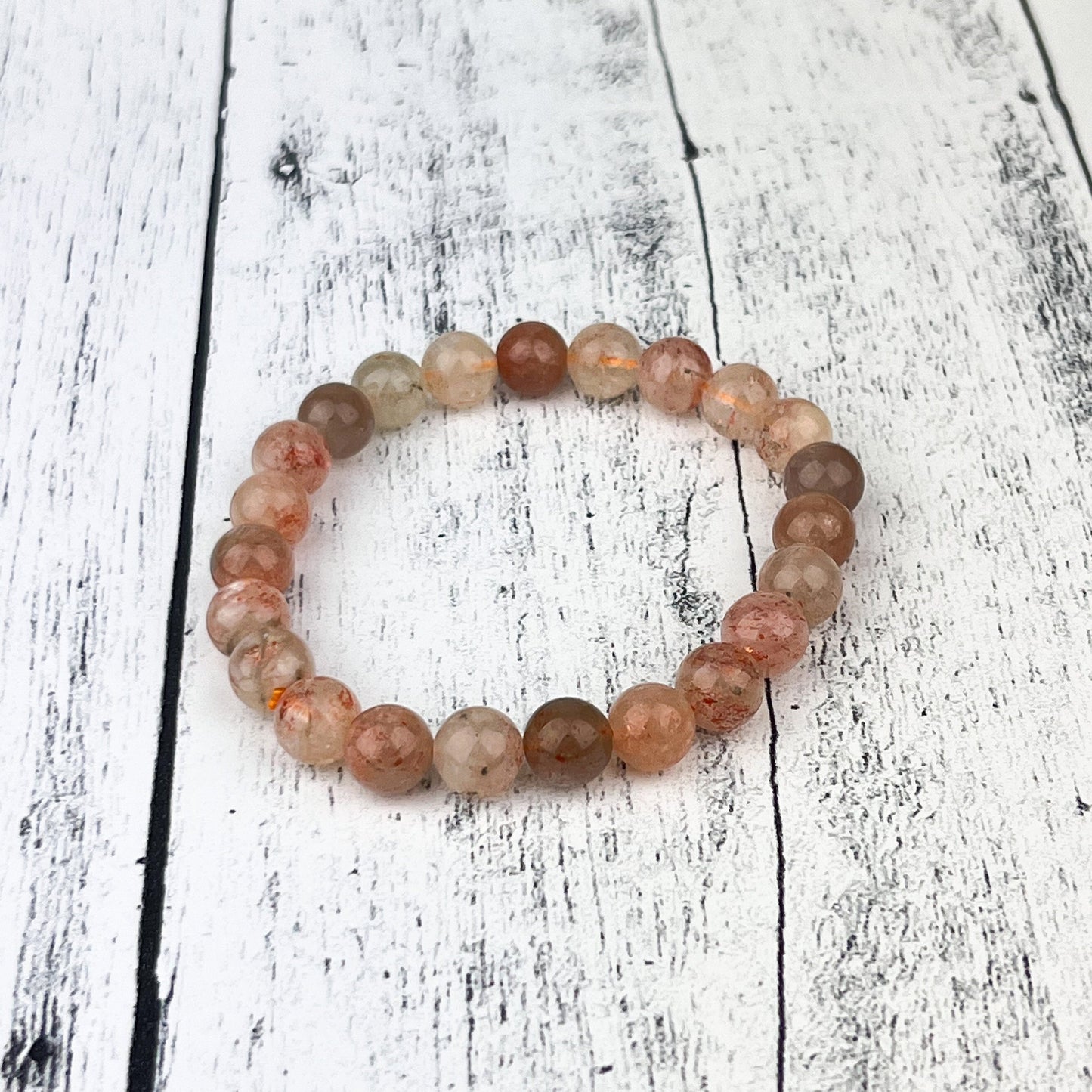 Radiate Positive Energy with this Sunstone Gemstone Bracelet - 8mm Beads, Bright & Bountiful, Spirit of Good Luck, Vitality - Crystals for everyone • Crystals And Cord