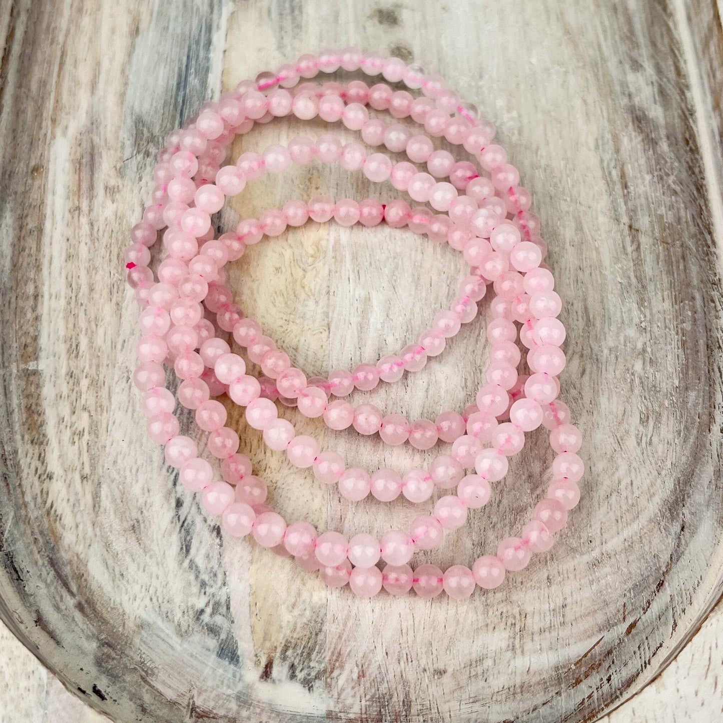 Soothing Rose Quartz Bracelet 4mm Gemstone Beads for Love, Peace & Heart-Opening Energy - Crystals for everyone • Crystals And Cord