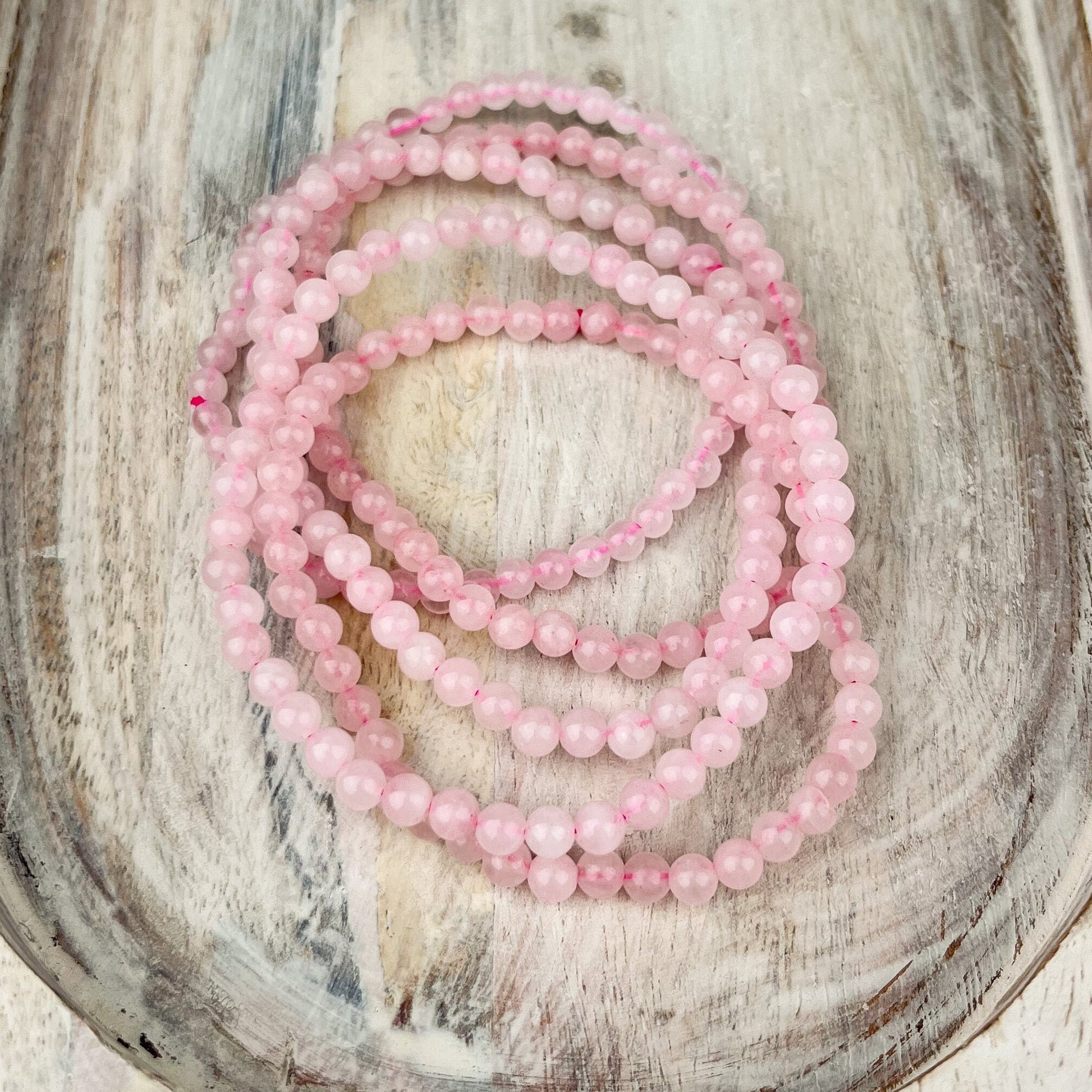 Soothing Rose Quartz Bracelet 4mm Gemstone Beads for Love, Peace & Heart-Opening Energy - Crystals for everyone • Crystals And Cord