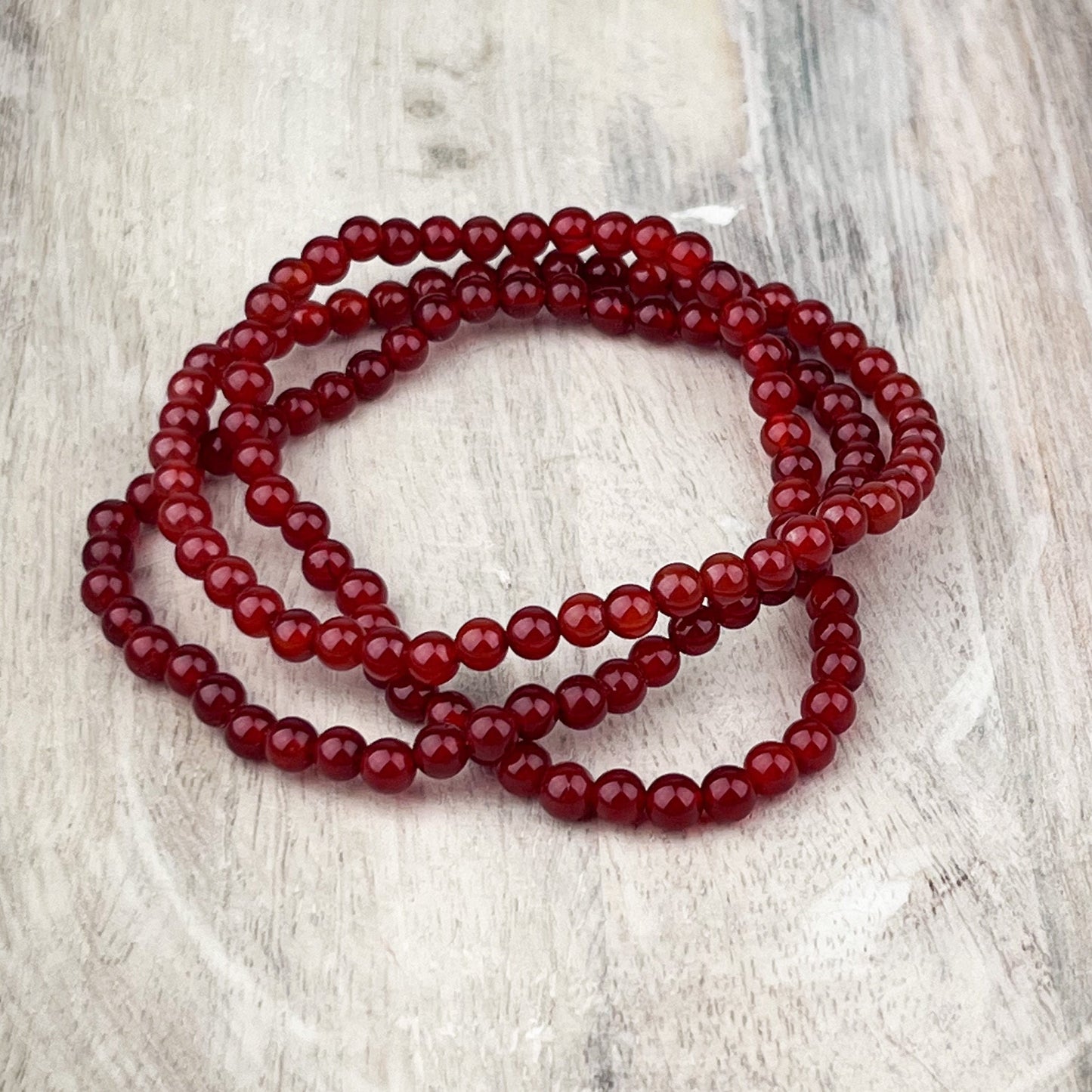 Vibrant Carnelian Gemstone Bracelet for Creativity and Confidence - 4mm Stone Beads, Elastic Band, 7.5 inches - Crystals for everyone • Crystals And Cord