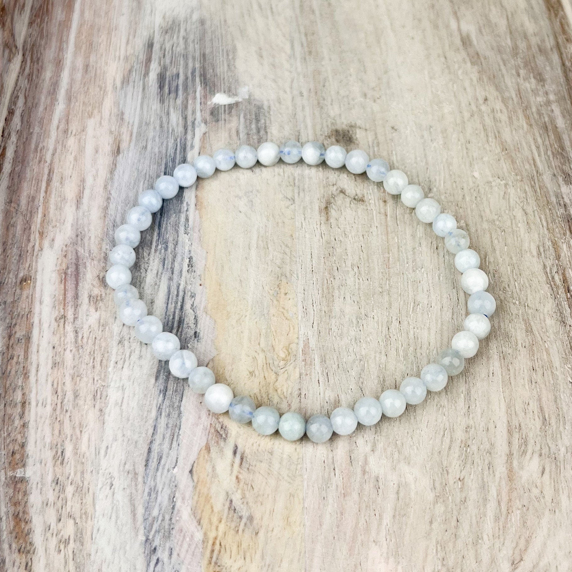Calming Aquamarine Gemstone Bracelet - 4mm Beads, Stress Relief, Mental Clarity, Luck Talisman, Mermaid Treasure, Sensitive Support - Crystals for everyone • Crystals And Cord