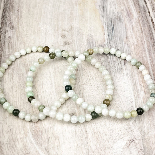 Manifest Your Goals with Lucky Jade Gemstone Bracelet - 4mm Stone Beads for Harmony, Courage, and Wealth - 7.5 inches - Crystals for everyone • Crystals And Cord