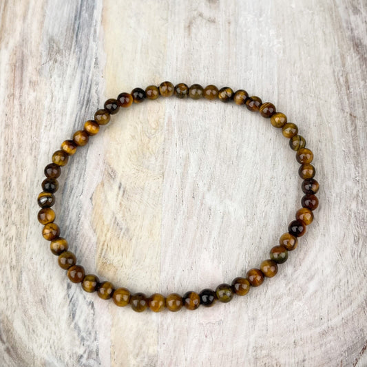 Tiger Eye Gemstone Bracelet for Wealth, Prosperity & Success - 4mm Stone Beads - Business Crystal Jewelry - Crystals for everyone • Crystals And Cord