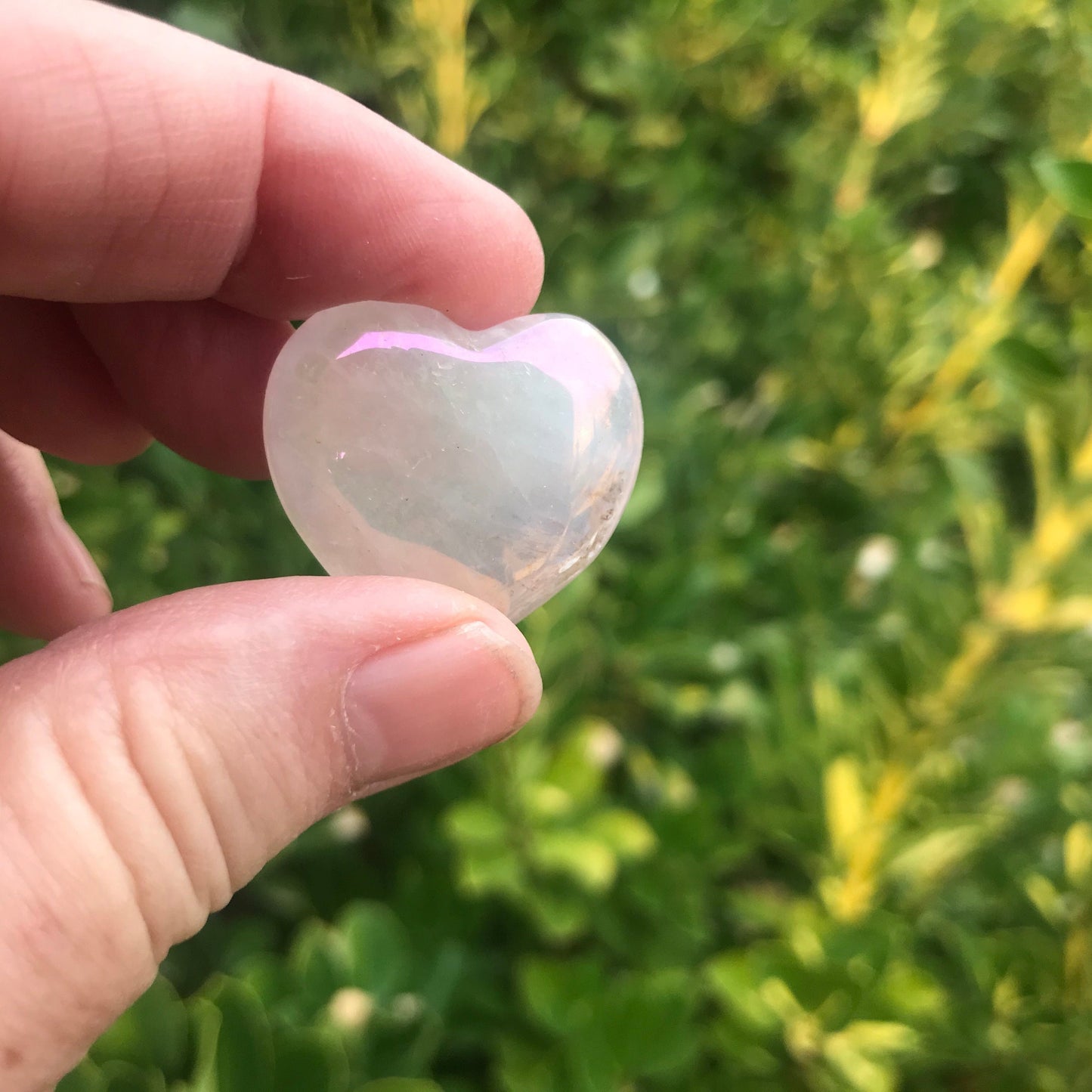 Angel Aura Quartz Pocket Heart – Iridescent Crystal for Joy, Peace, and Spiritual Connection – Heart Chakra Healing Stone Gift - Crystals for everyone • Crystals And Cord