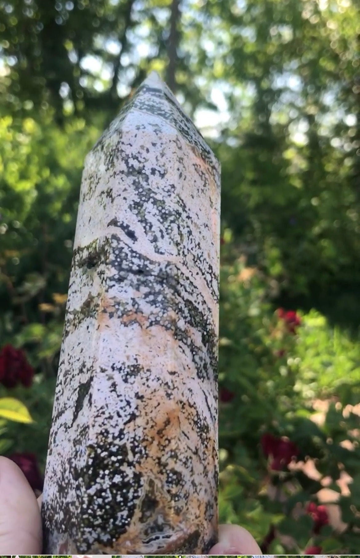 Ocean Jasper Tower • Polished Crystal Point for Joy, Balance & Healing • Heart Chakra Stone • Decorative Crystal • Energy Clearing Wand - Crystals for everyone • Crystals And Cord