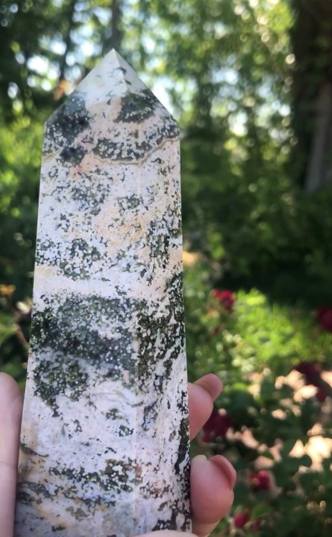 Ocean Jasper Tower • Polished Crystal Point for Joy, Balance & Healing • Heart Chakra Stone • Decorative Crystal • Energy Clearing Wand - Crystals for everyone • Crystals And Cord