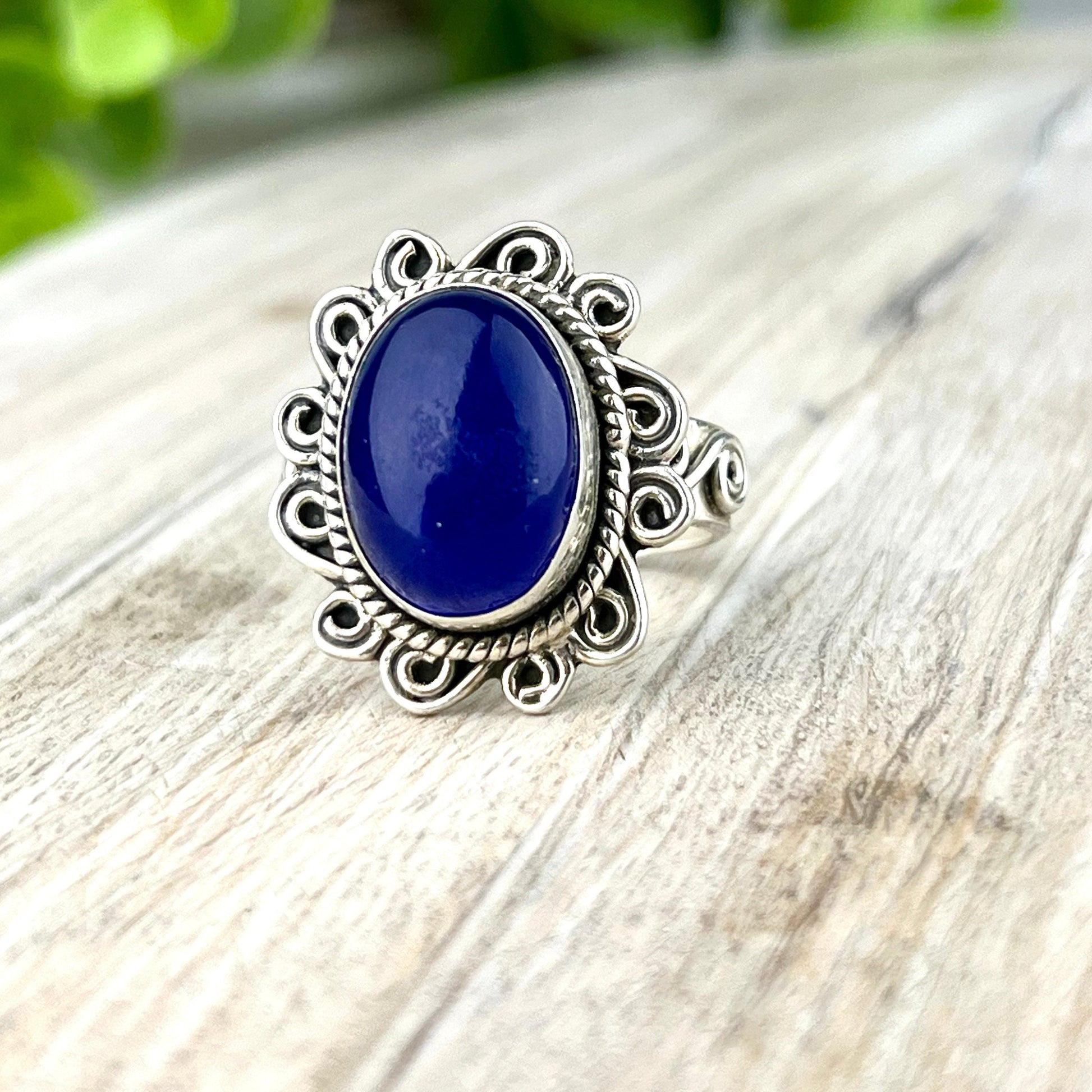 Blue Chalcedony Silver Ring - Size 8 - Balance & Stability Gemstone Jewelry - Serene - Grounding Energy - Handcrafted Sterling Silver - Crystals for everyone • Crystals And Cord