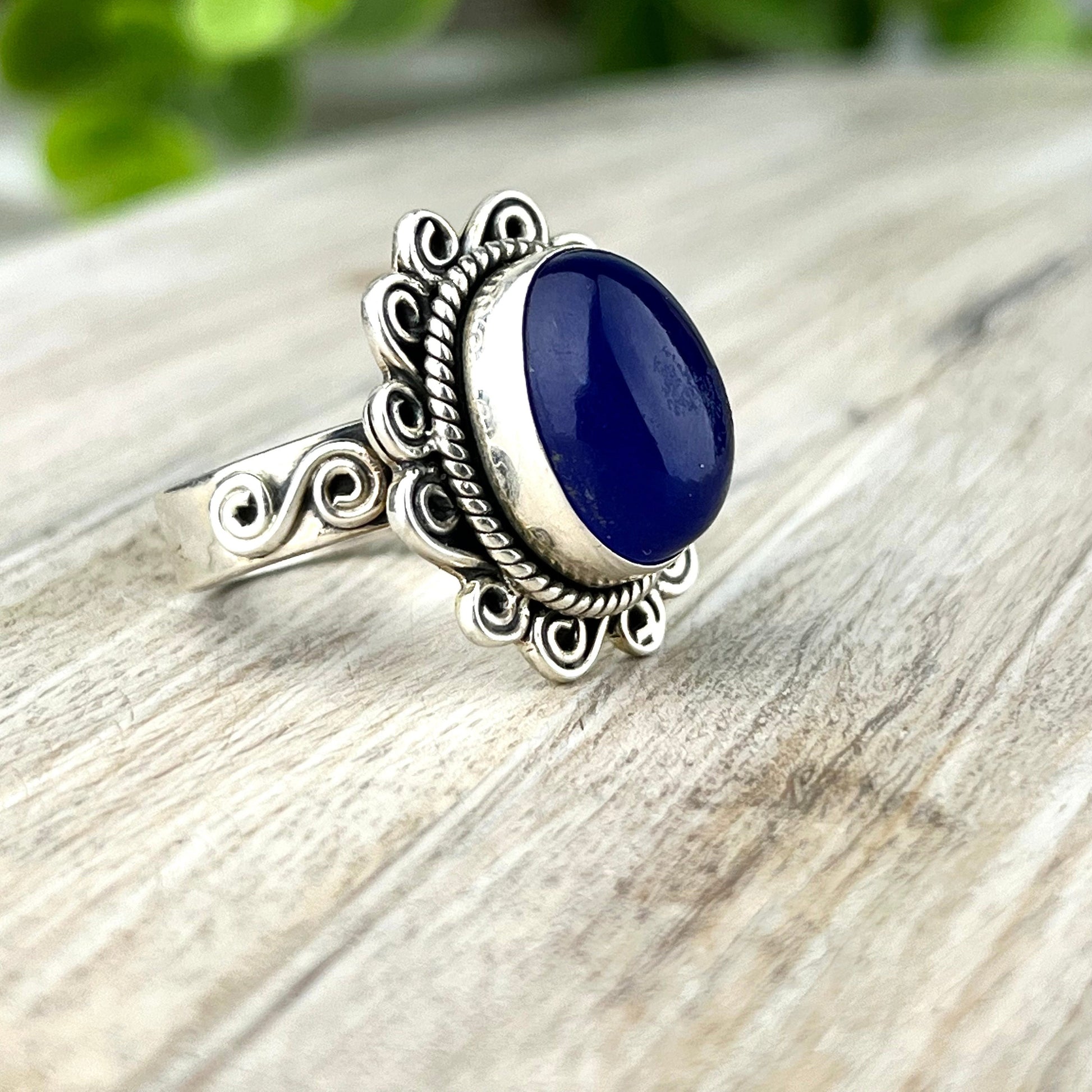 Blue Chalcedony Silver Ring - Size 8 - Balance & Stability Gemstone Jewelry - Serene - Grounding Energy - Handcrafted Sterling Silver - Crystals for everyone • Crystals And Cord