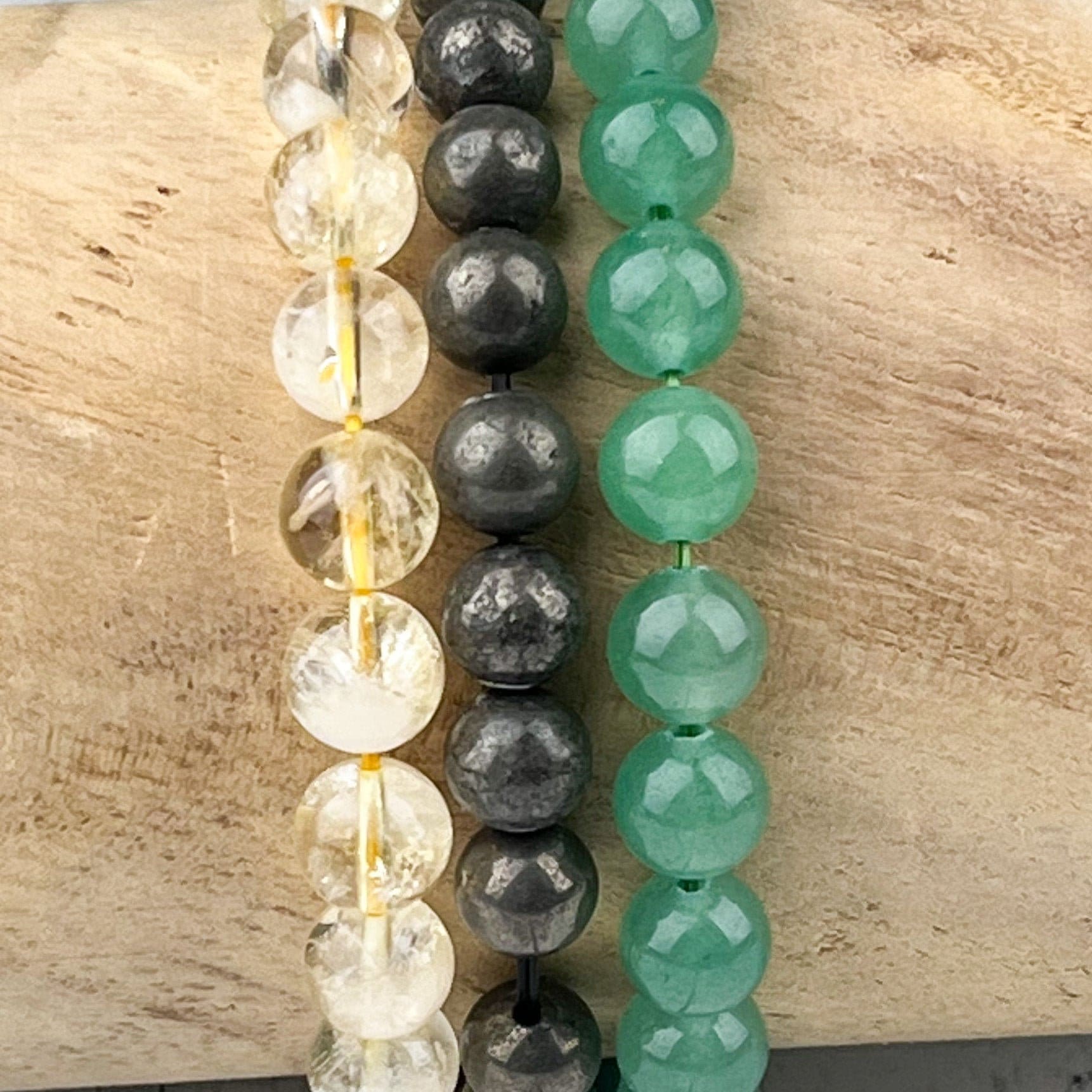 Manifest Abundance and Success Bracelet Set - Citrine, Pyrite, Green Aventurine - Gemstone Stack Bracelets - Wealth Attraction Jewelry - Crystals for everyone • Crystals And Cord