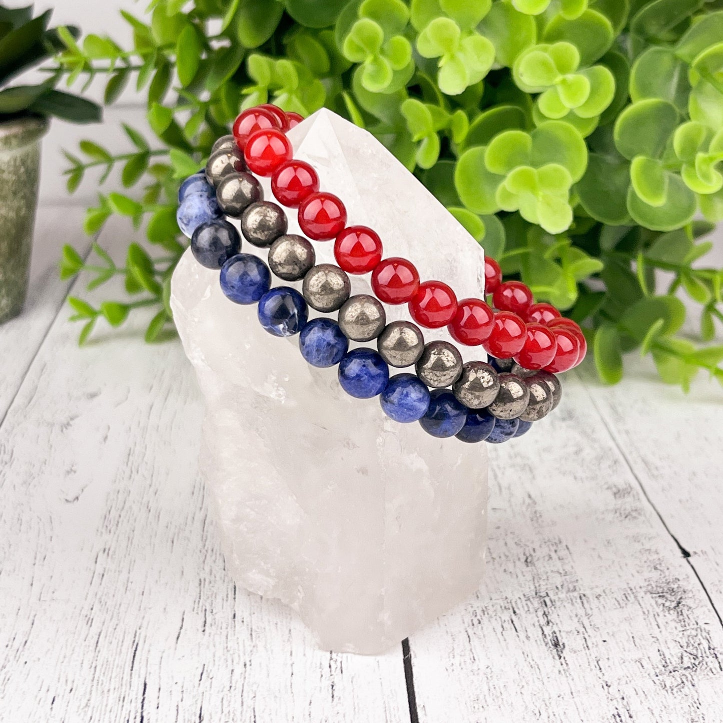 Motivation Stacking Bracelet Set Carnelian, Pyrite, Sodalite Gemstone Bracelets for Manifestation & Creativity Holiday Gift Jewelry - Crystals for everyone • Crystals And Cord