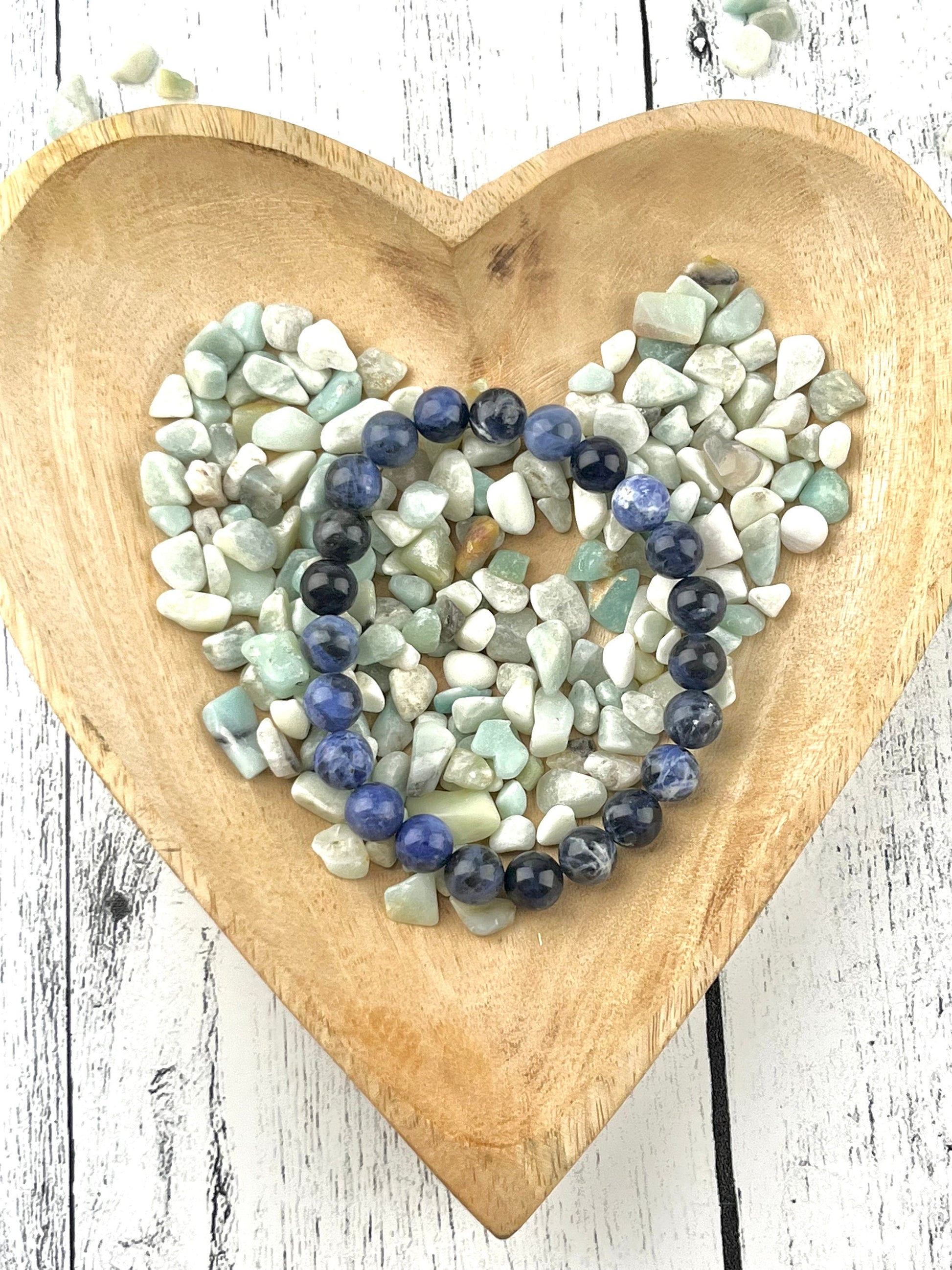 Sodalite Gemstone Bracelet for Self-Esteem & Intuition | 8mm Stone Beads on Elastic | Harmony-Inducing Energy for Grounding - Balance - Crystals for everyone • Crystals And Cord