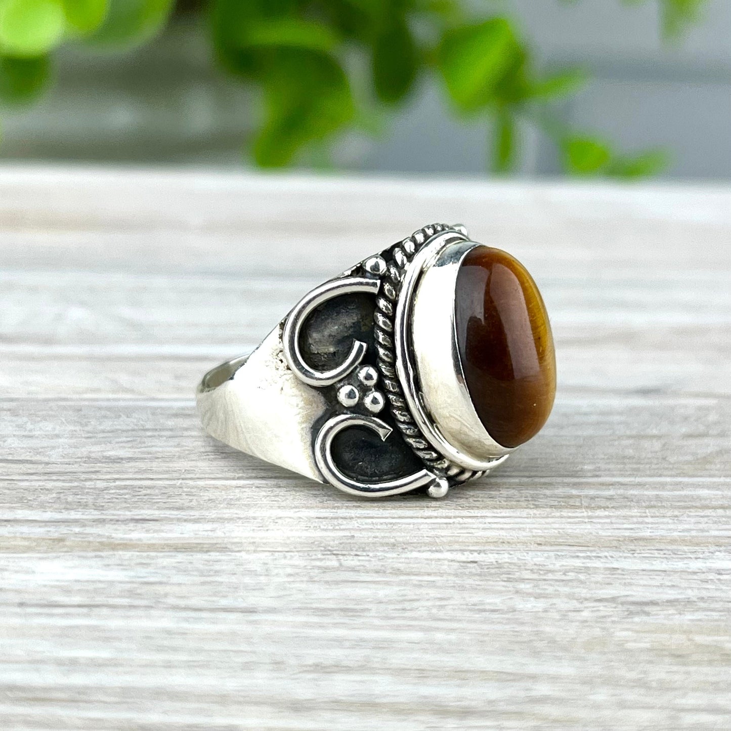 ATTRACT Wealth & Success with Tiger Eye Sterling Silver Ring | Size 8 | Business Stone for Entrepreneurs | Protection Amulet - Confidence - Crystals for everyone • Crystals And Cord