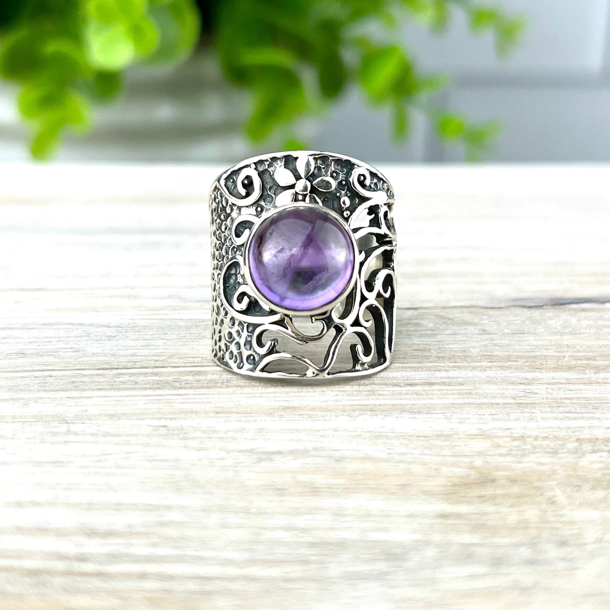 Amethyst Ring Sterling Silver Size 7 • Natural Purple Gemstone Ring • February Birthstone • Crystal Healing Jewelry • Gift for Her - Crystals for everyone • Crystals And Cord