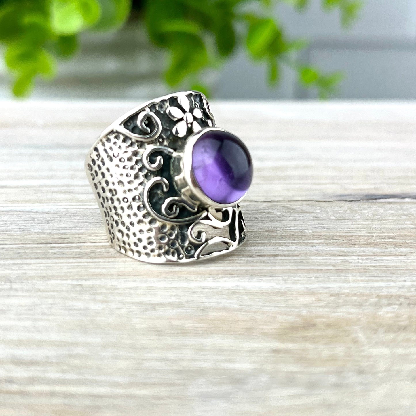 Amethyst Ring Sterling Silver Size 7 • Natural Purple Gemstone Ring • February Birthstone • Crystal Healing Jewelry • Gift for Her - Crystals for everyone • Crystals And Cord