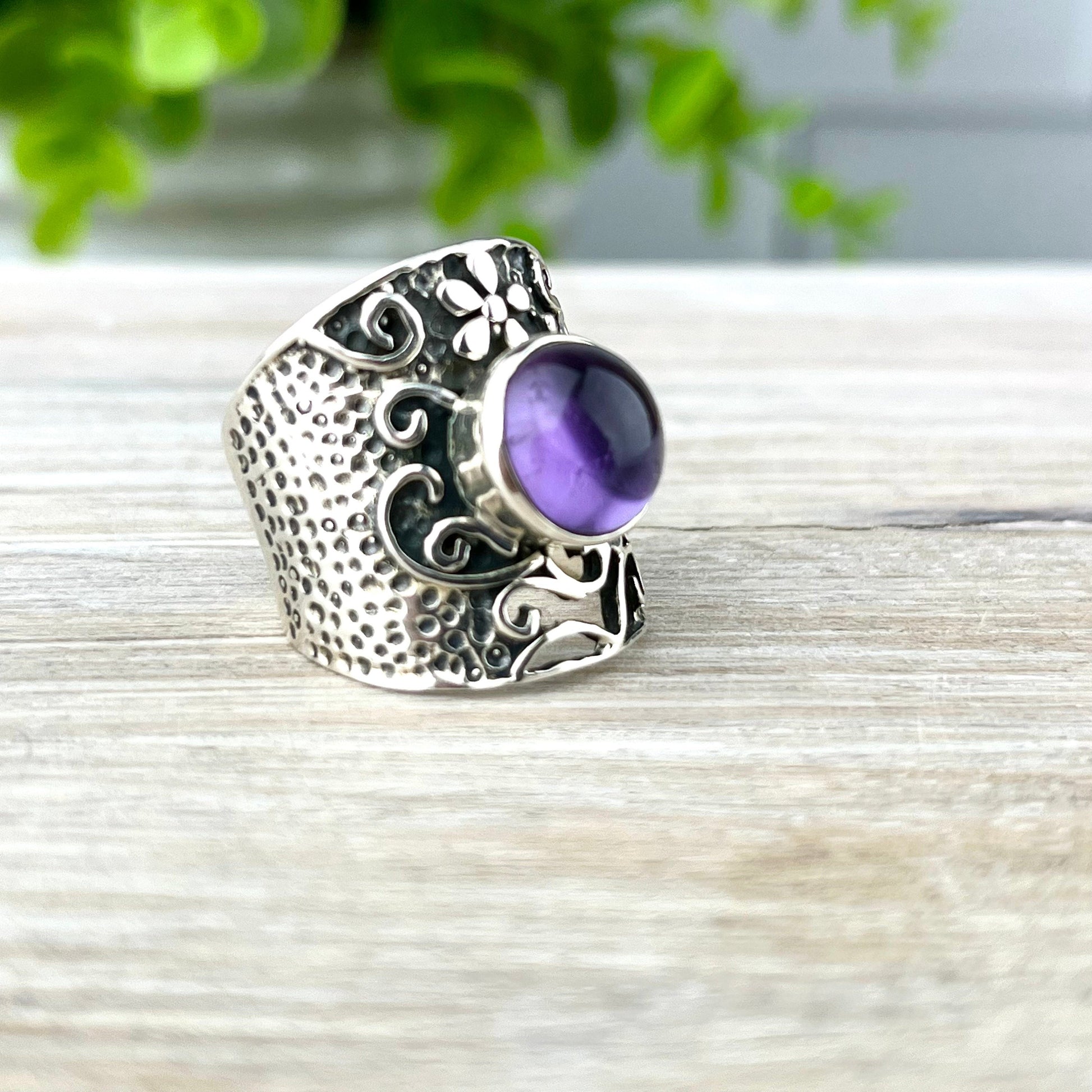 Amethyst Ring Sterling Silver Size 7 • Natural Purple Gemstone Ring • February Birthstone • Crystal Healing Jewelry • Gift for Her - Crystals for everyone • Crystals And Cord