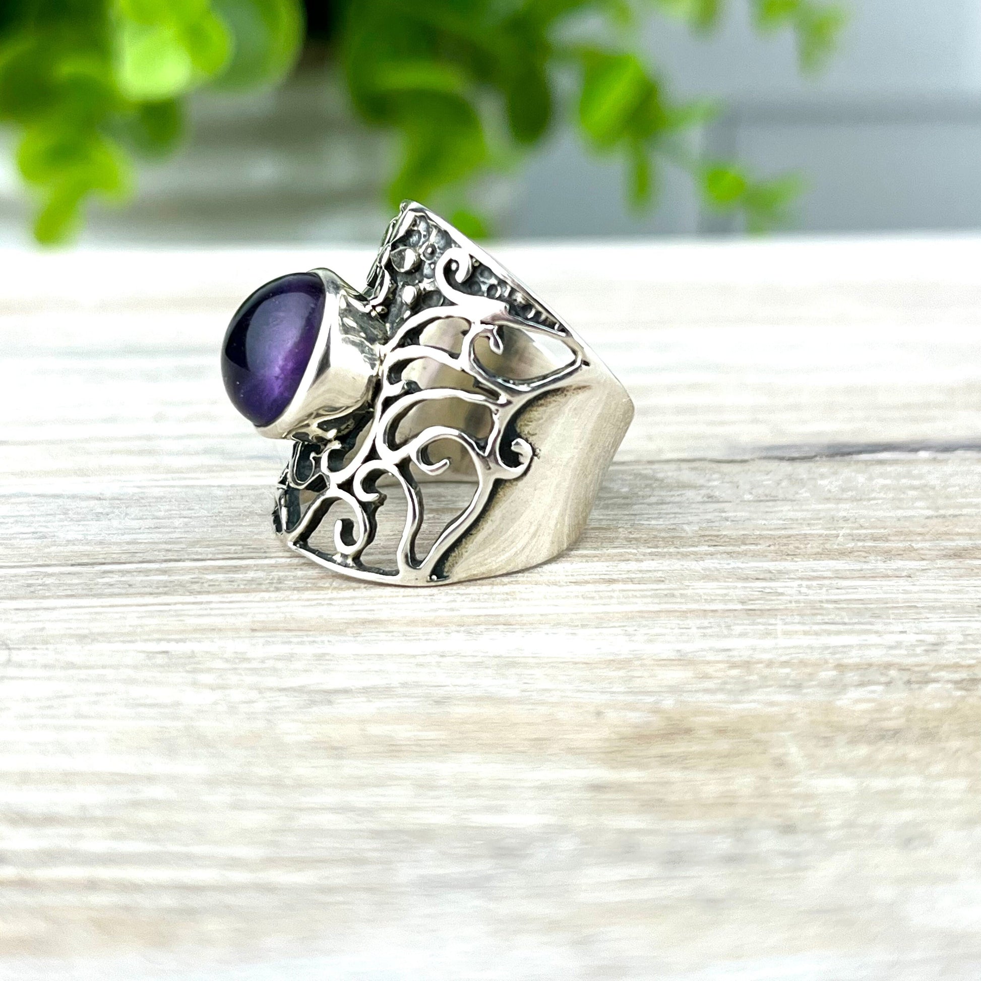 Amethyst Ring Sterling Silver Size 7 • Natural Purple Gemstone Ring • February Birthstone • Crystal Healing Jewelry • Gift for Her - Crystals for everyone • Crystals And Cord