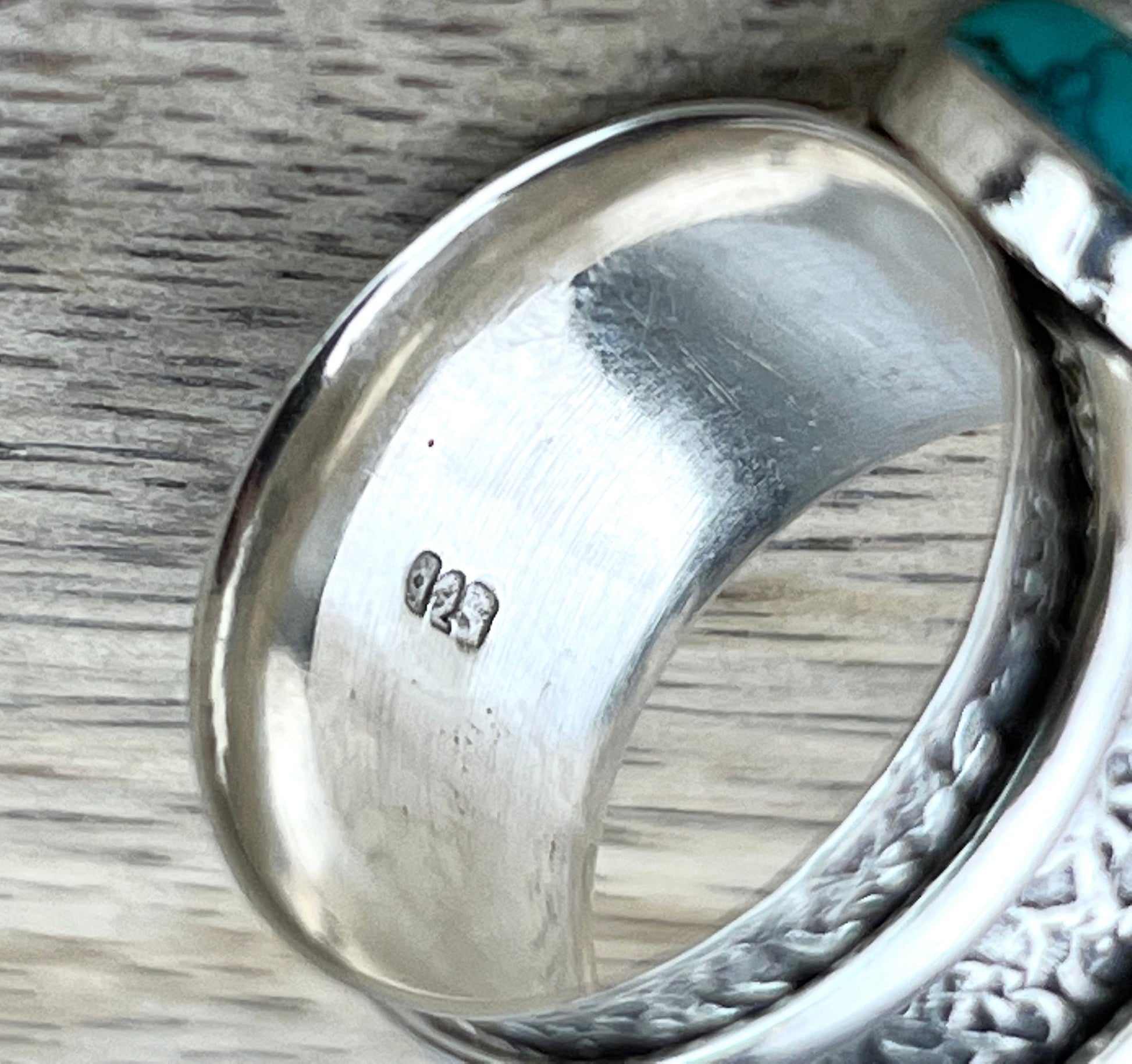 Turquoise Spinner Gemstone Ring .925 Sterling Silver, Boho Crystal Jewelry, Handcrafted Southwest Band Ring, Calming Fidget Meditation Ring - Crystals for everyone • Crystals And Cord