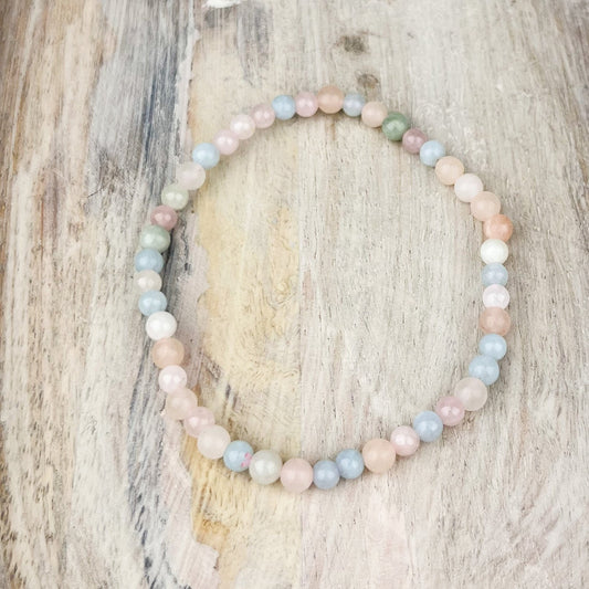 Morganite Crystal Bracelet – 4mm Natural Pastel Gemstone Beads for Self-Love, Emotional Healing, Heart Chakra & Feminine Energy - Crystals for everyone • Crystals And Cord