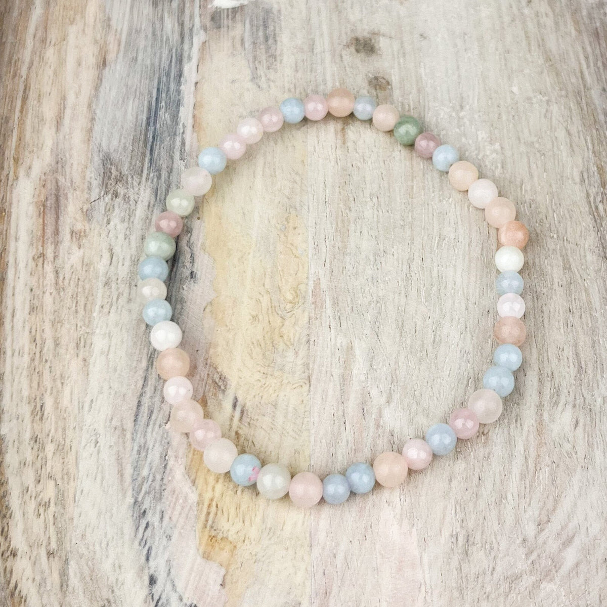 Morganite Bracelet · 4mm Dainty Bead Bracelet · Crystal Jewelry for Self Love & Healing · Gift-Ready Crystal Bracelet