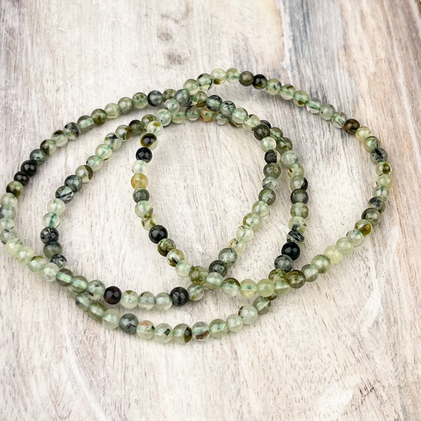 Prehnite Crystal Bracelet – 4mm Gemstone Beads for Peace, Clarity & Emotional Healing - Crystals for everyone • Crystals And Cord