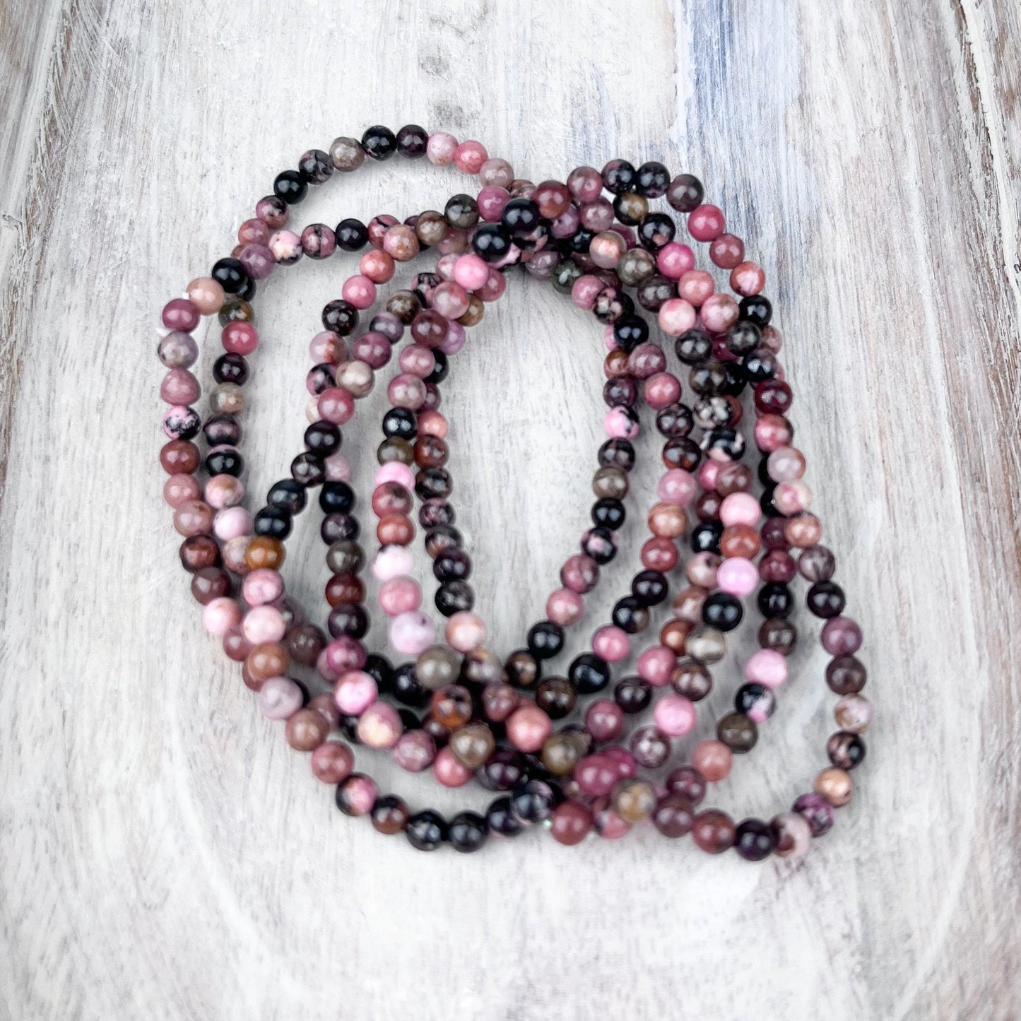 Rhodonite Energy Bracelet – Self-Love & Emotional Growth Gift | 4mm Crystal Beads - Crystals for everyone • Crystals And Cord