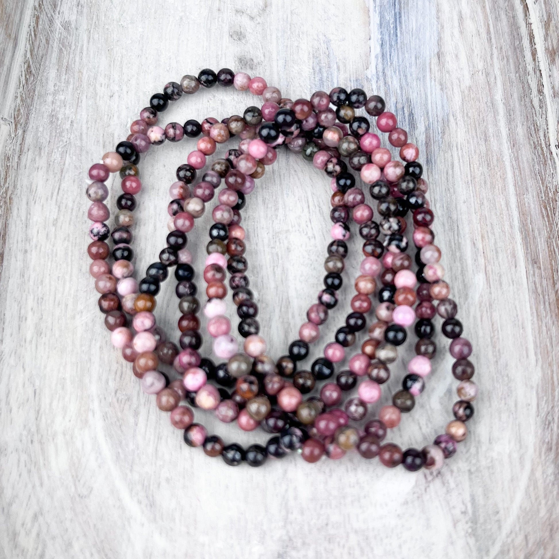 Rhodonite Energy Bracelet – Self-Love & Emotional Growth Gift | 4mm Crystal Beads - Crystals for everyone • Crystals And Cord